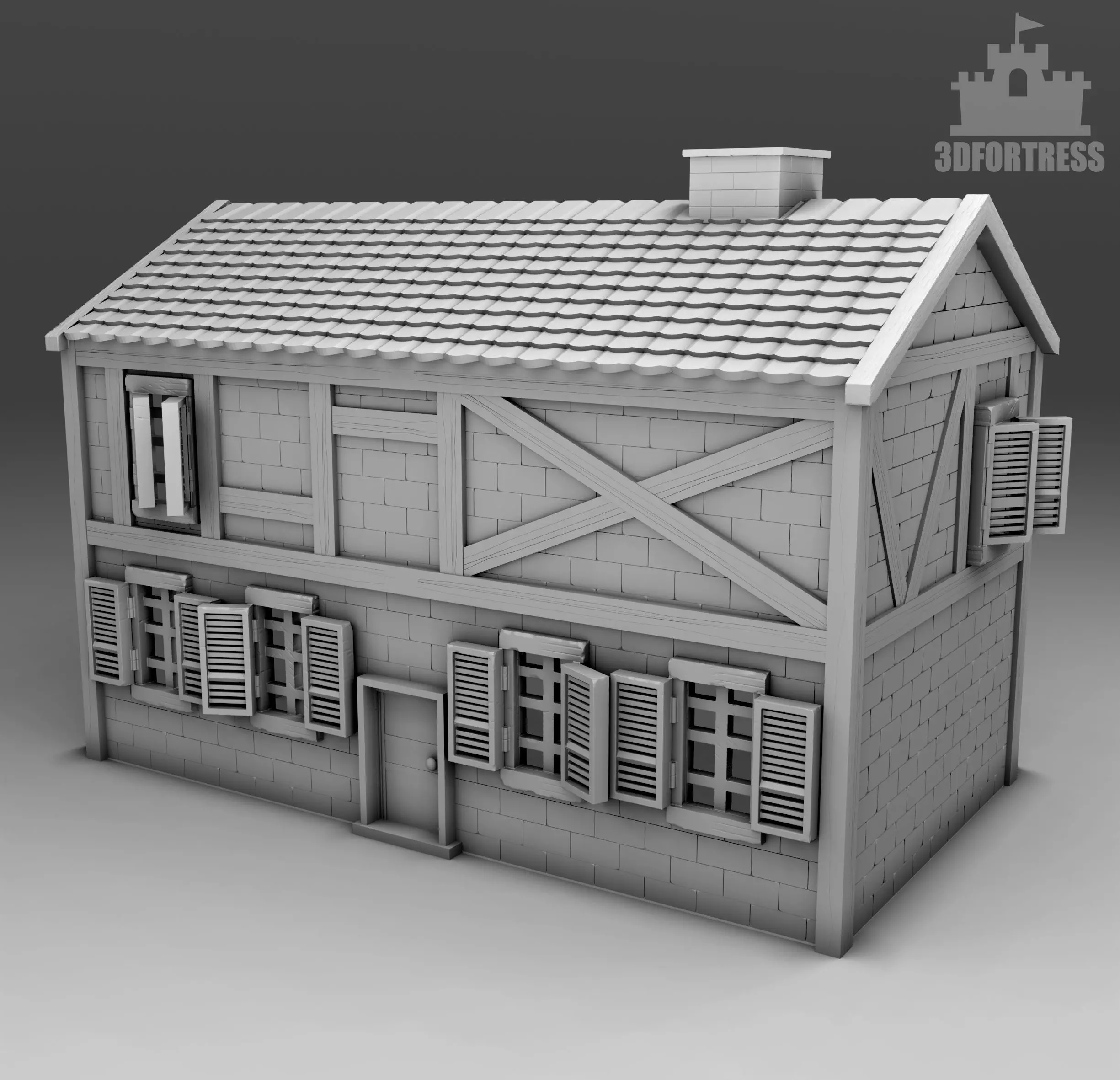  Two-story house 3D print model_0