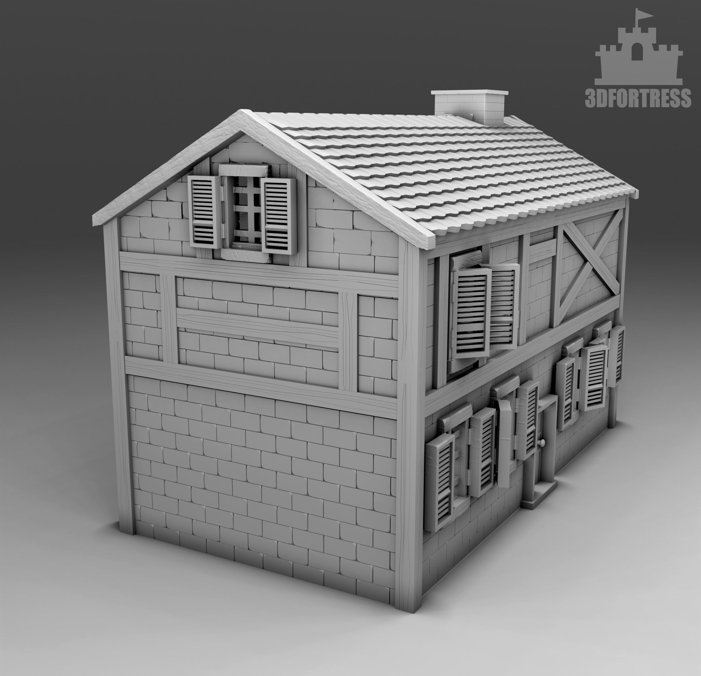  Two-story house 3D print model_1