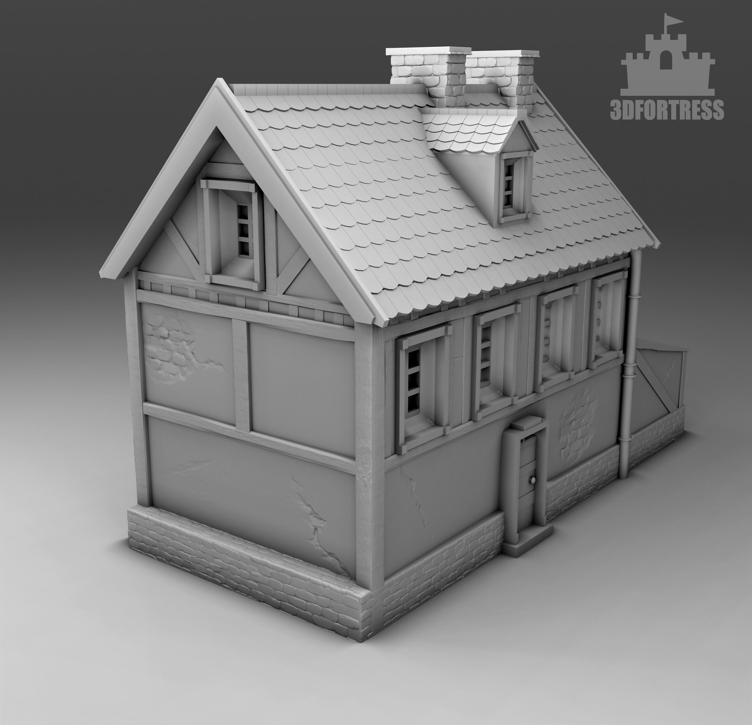  Brick house 3D print model_1