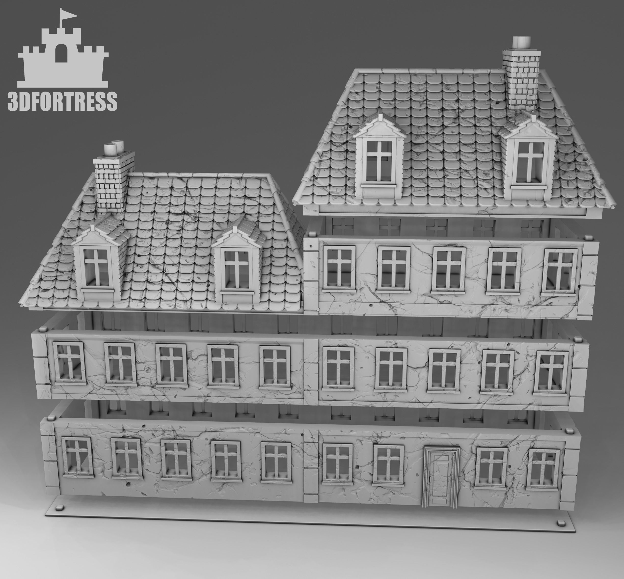 Old French building 3D print model_1