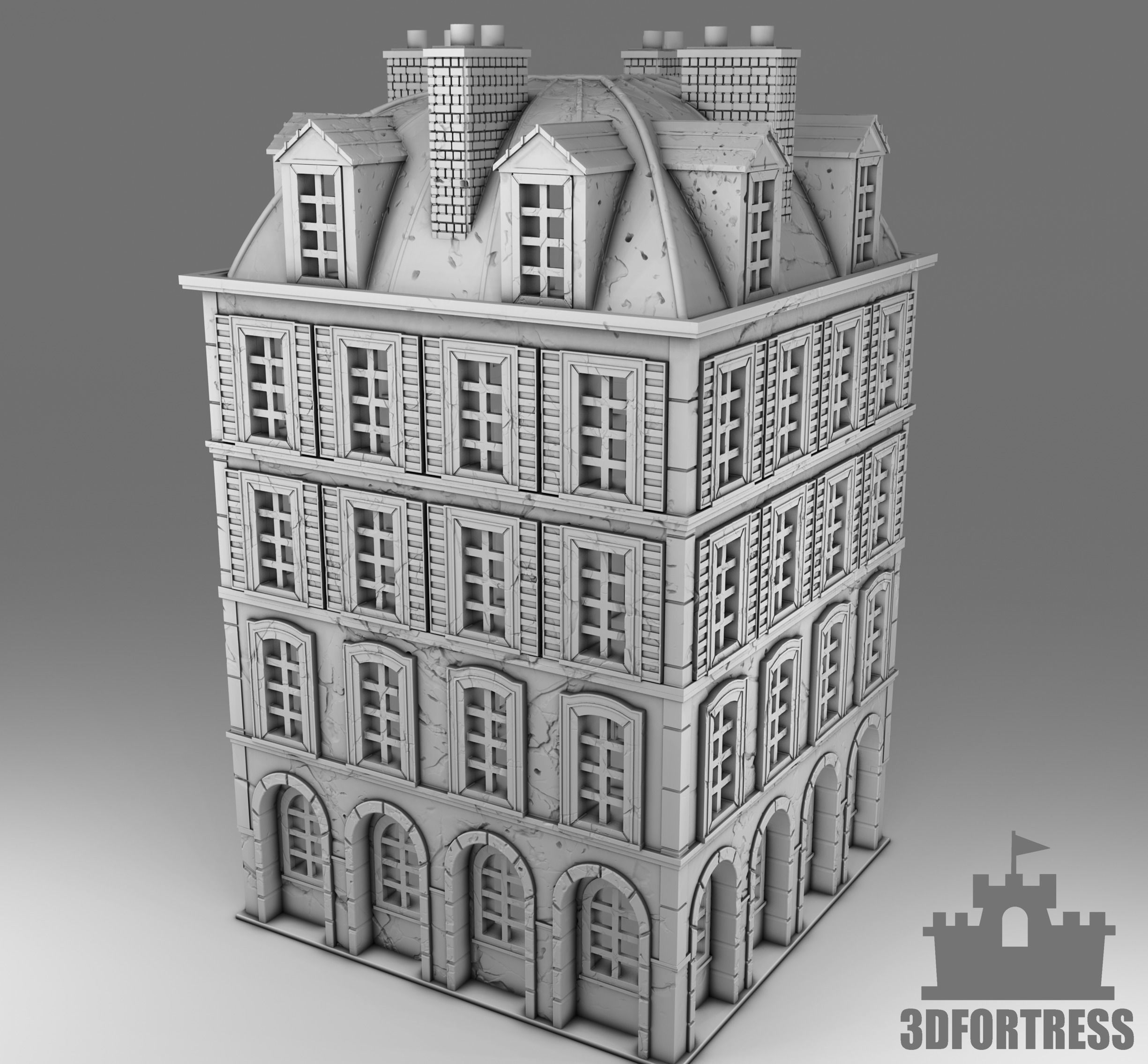  Old high-rise building 3D print model_2