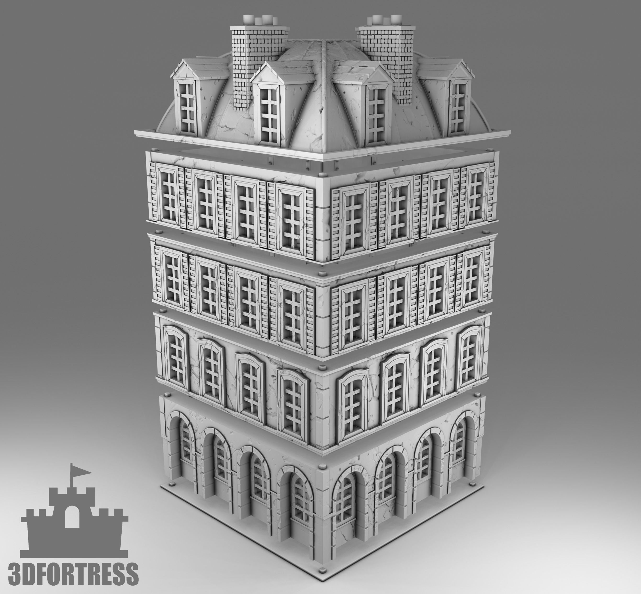  Old high-rise building 3D print model_1