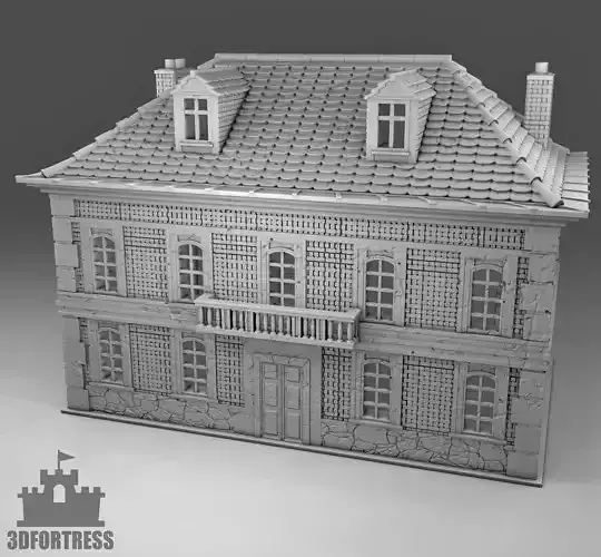  Old brick building with a balcony 3D print model