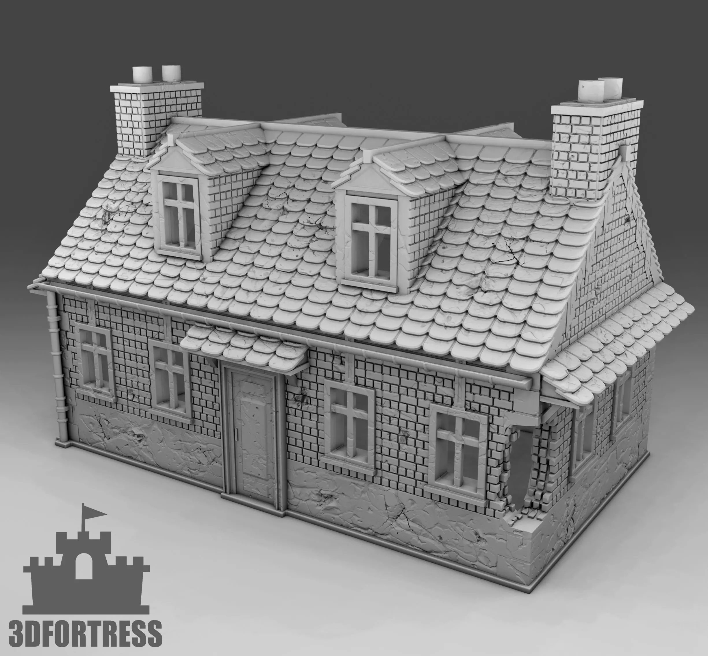 Old house with little damage 3D print model