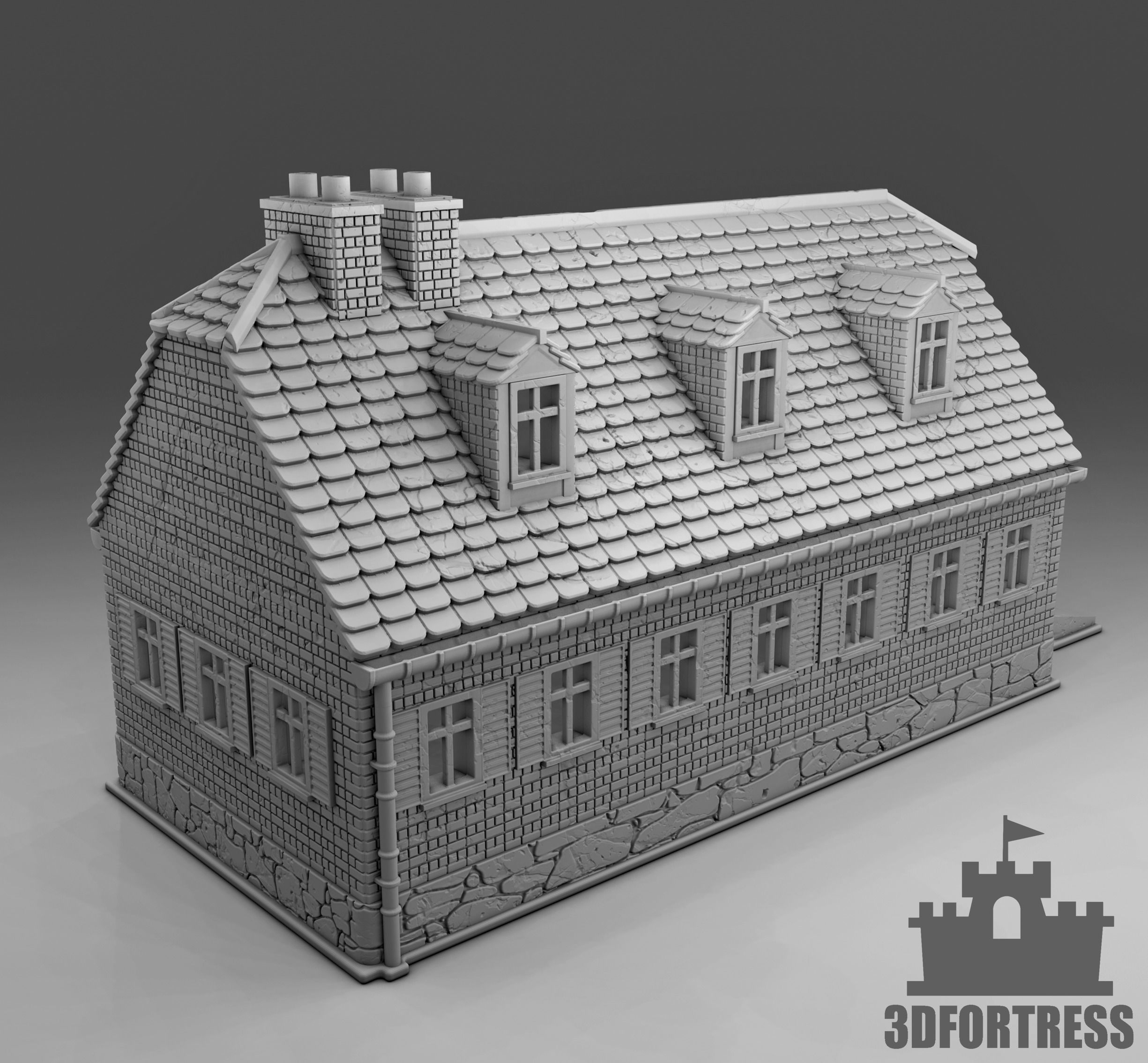  A house with a big gate 3D print model_2