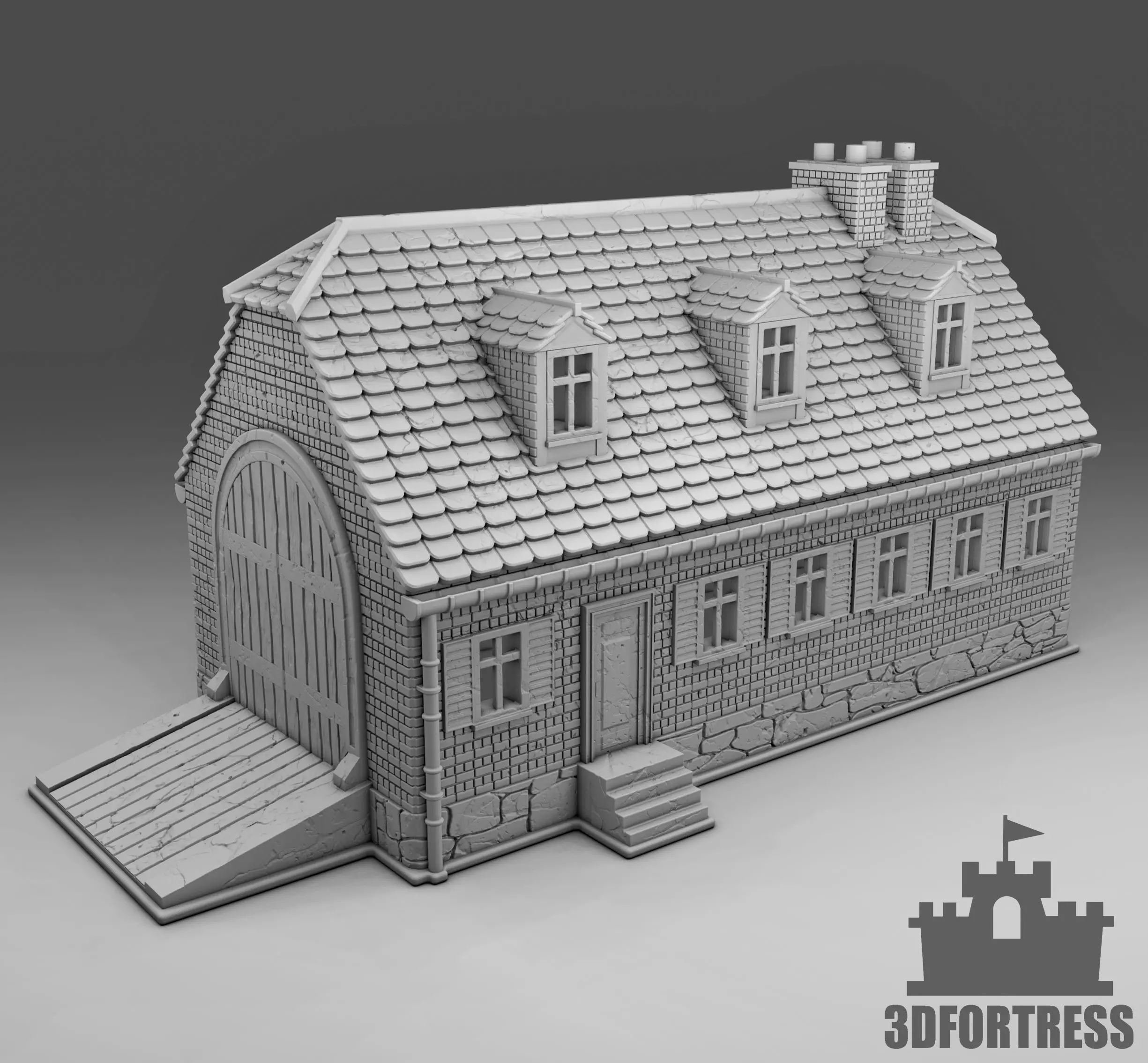  A house with a big gate 3D print model_0