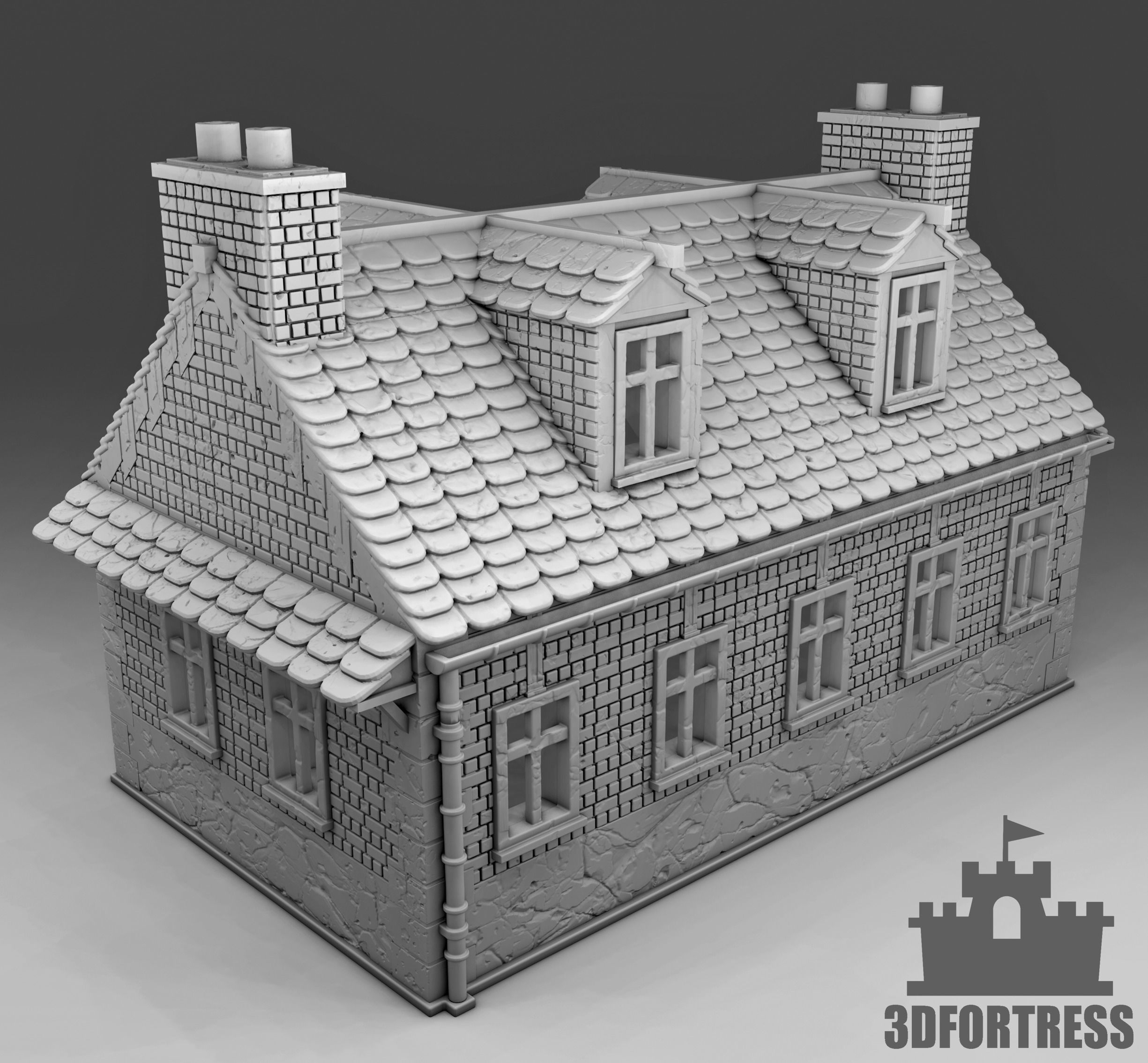 Beautiful brick house 3D print model_2