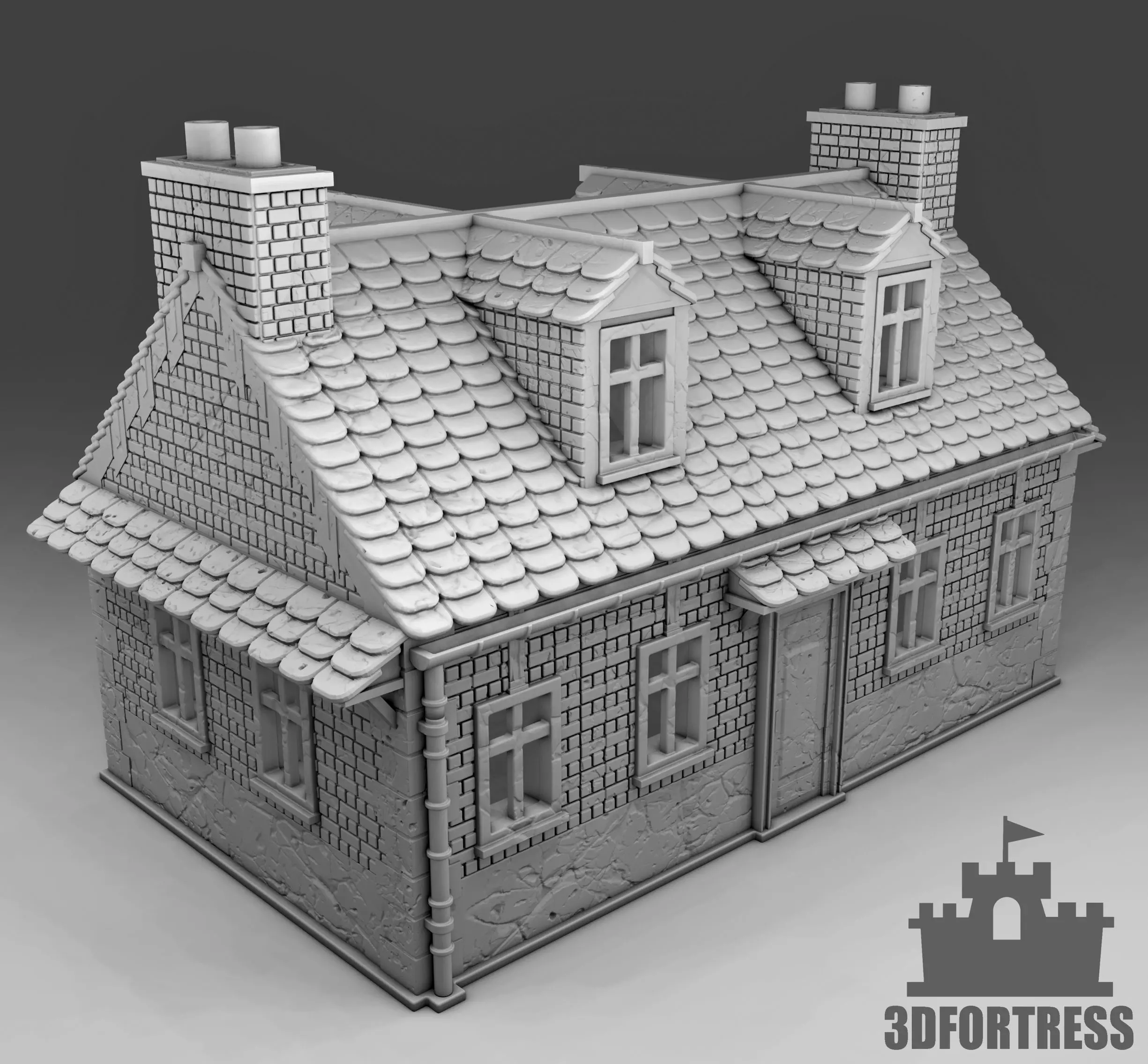 Beautiful brick house 3D print model_0