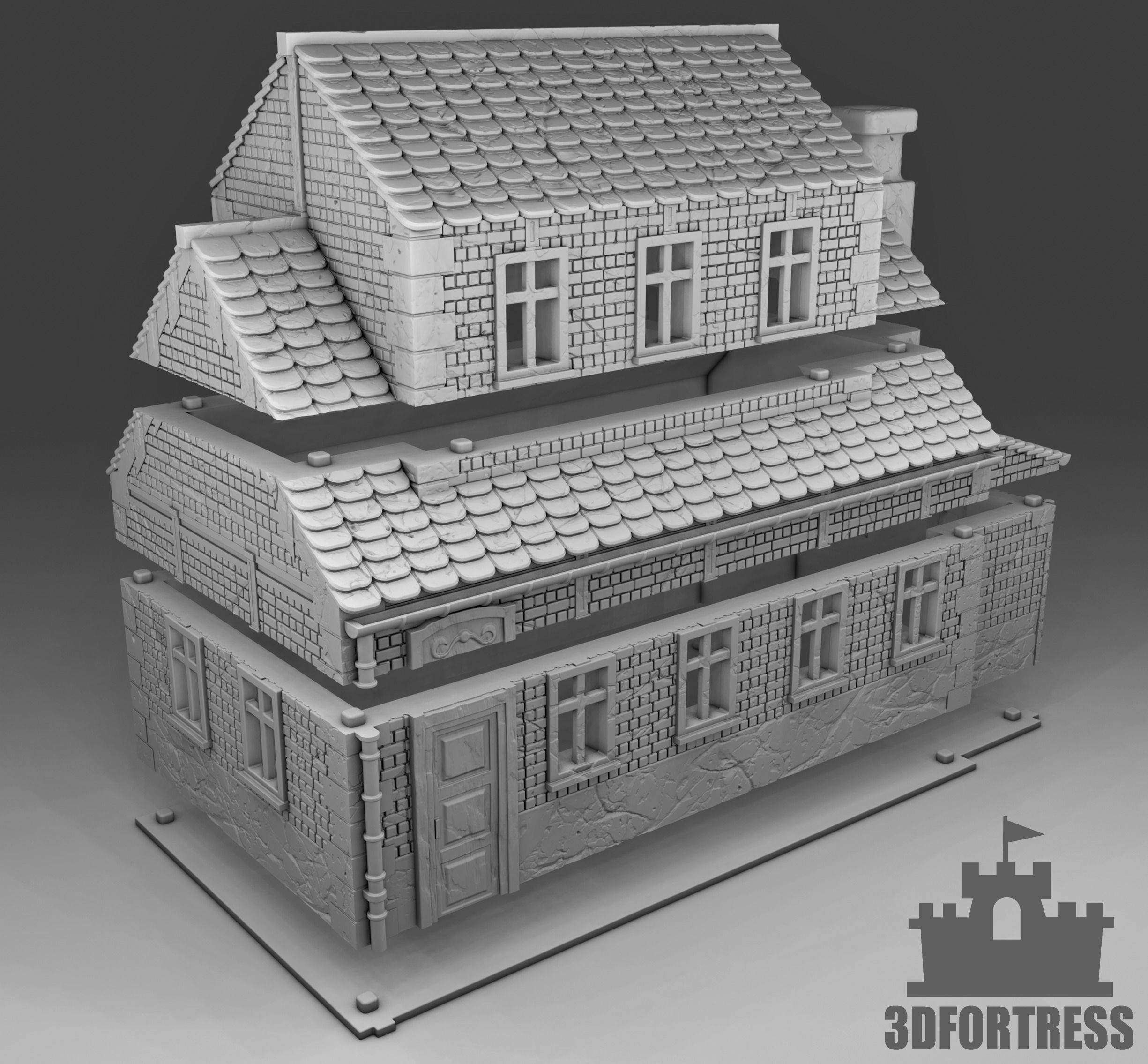  Two-storey building 3D print model_1