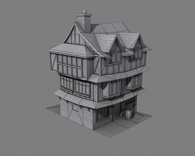 Tudor House 3D Model Game ready .max .obj .3ds - CGTrader.com