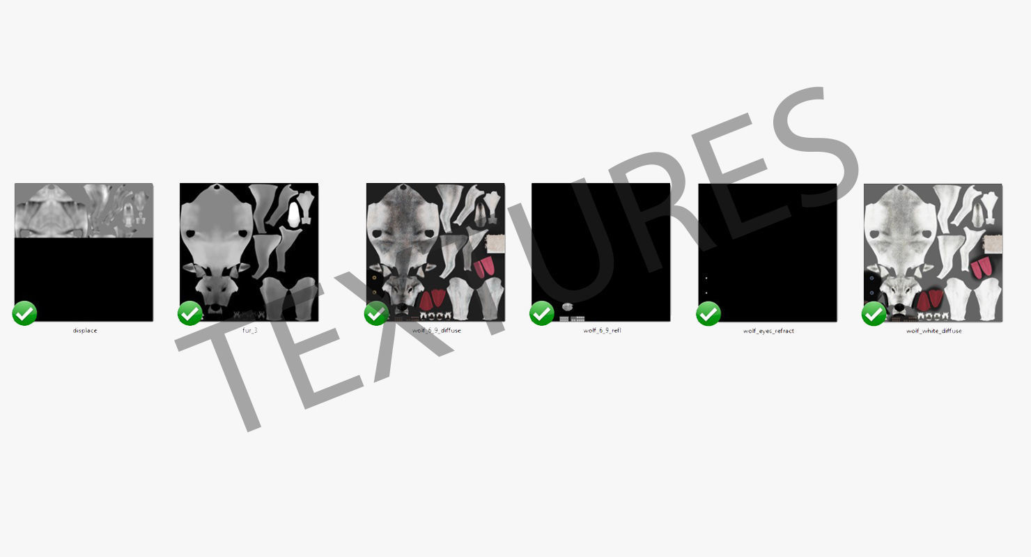 Wolf White Low-poly 3D model_29