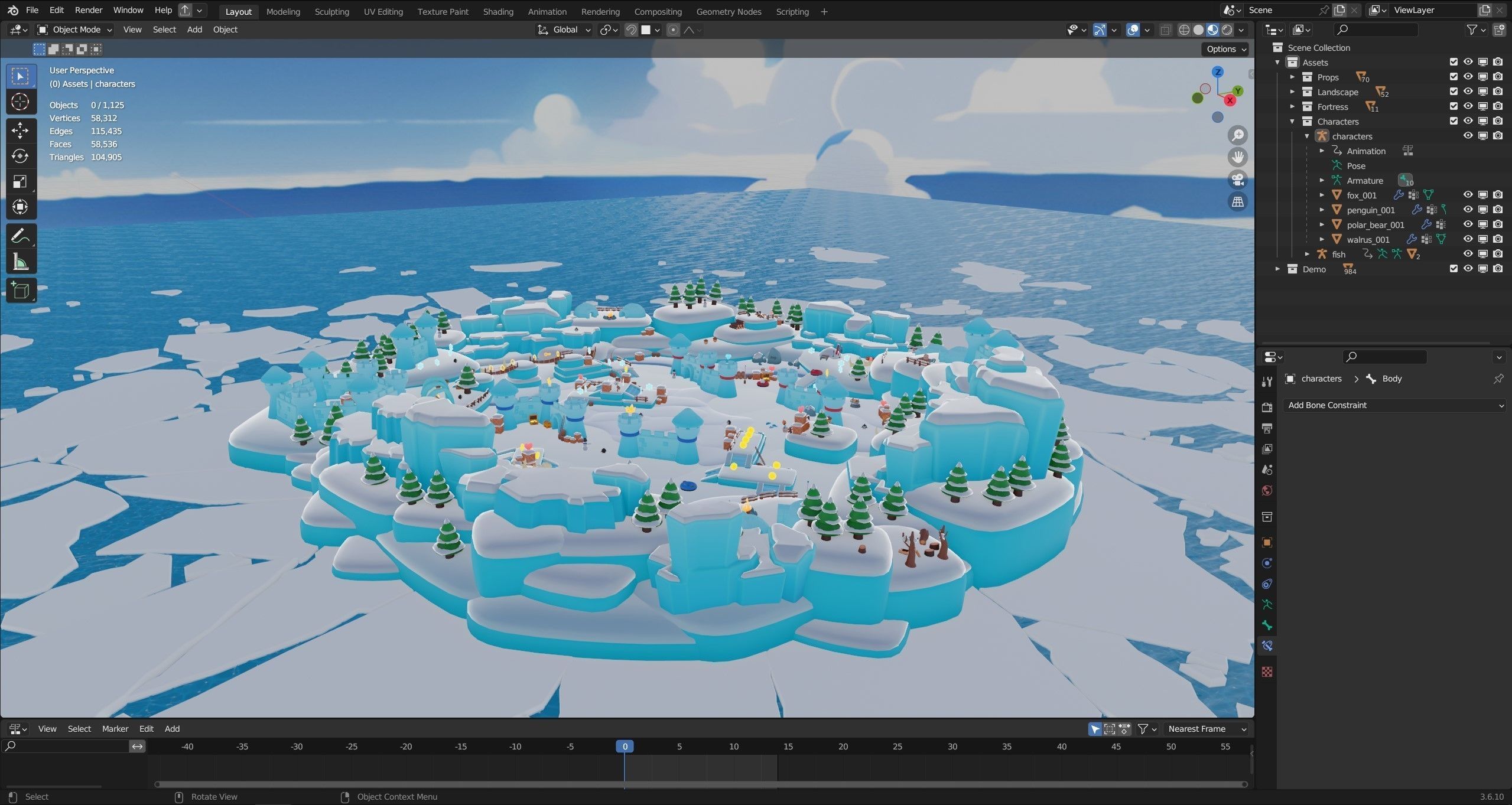 Winter Low-poly 3D model_20