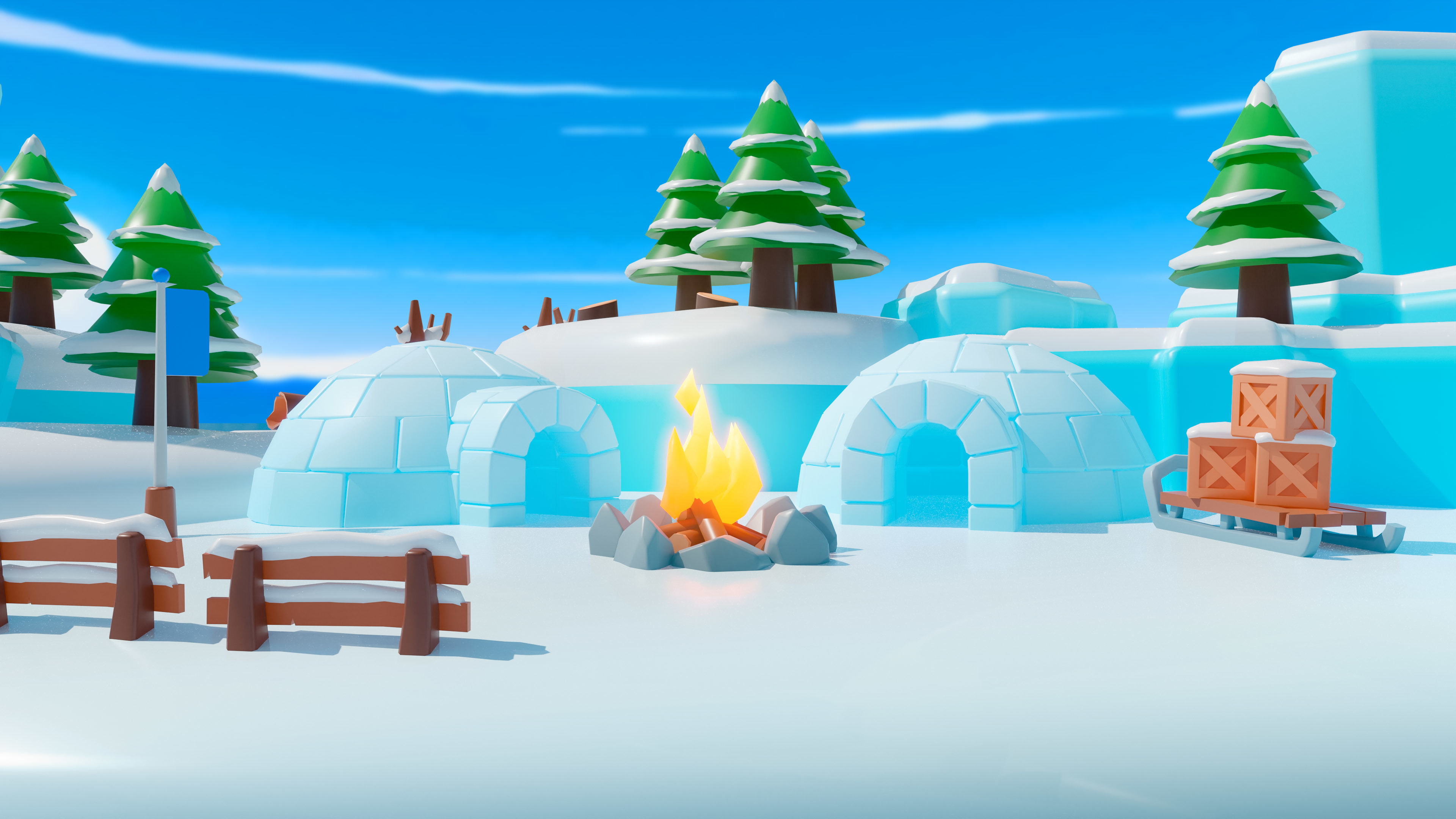 Winter Low-poly 3D model_12