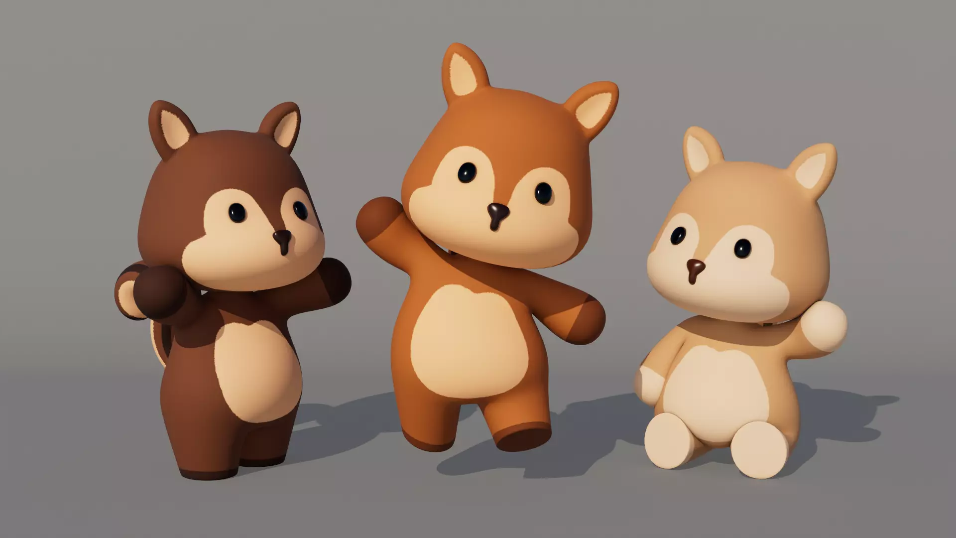 Rigged Cartoon Squirrel Low-poly 3D model