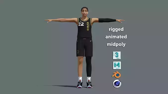 T-Pose Rigged Aja Wilson WNBA