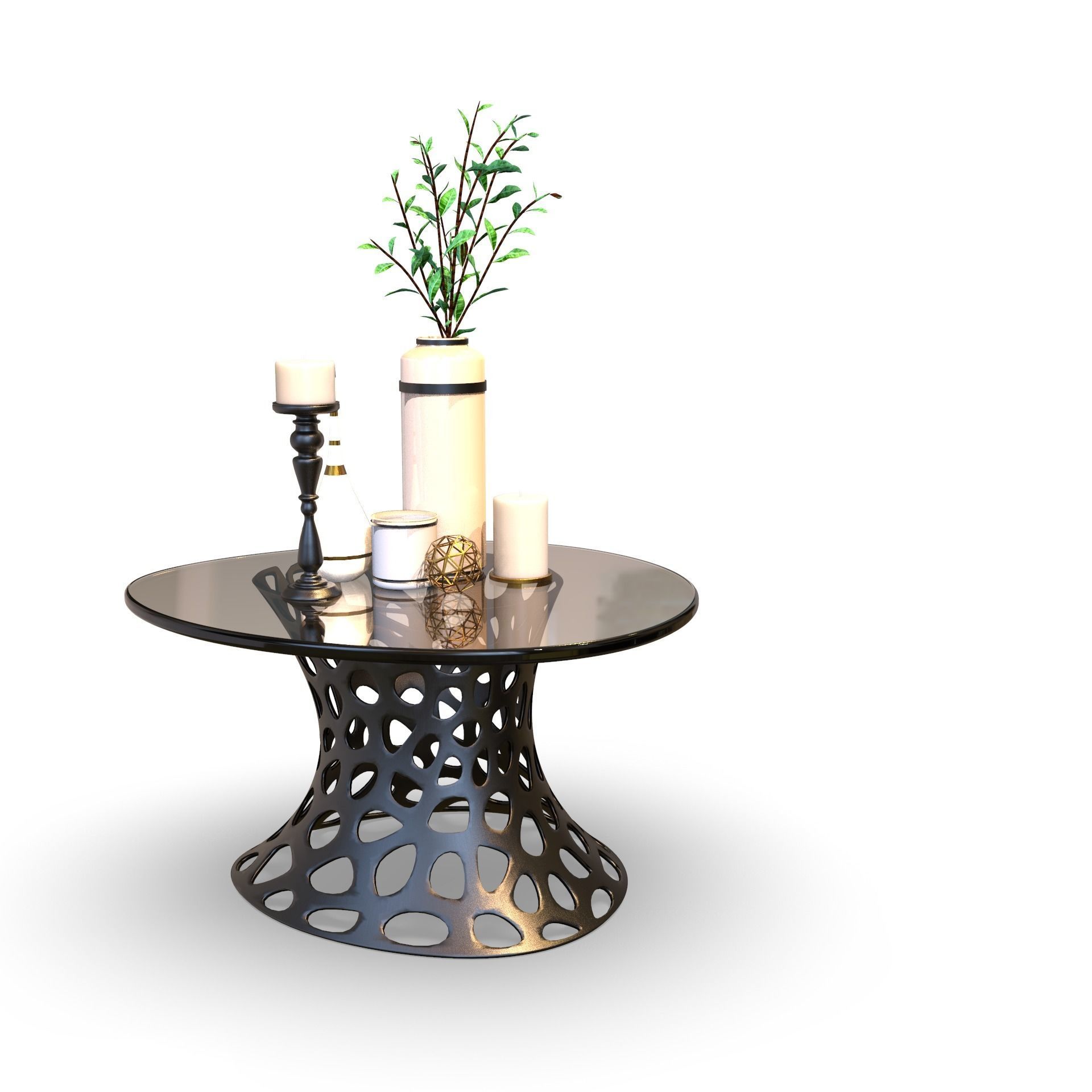 Modern Tramsparent glass coffee table 3D model_7