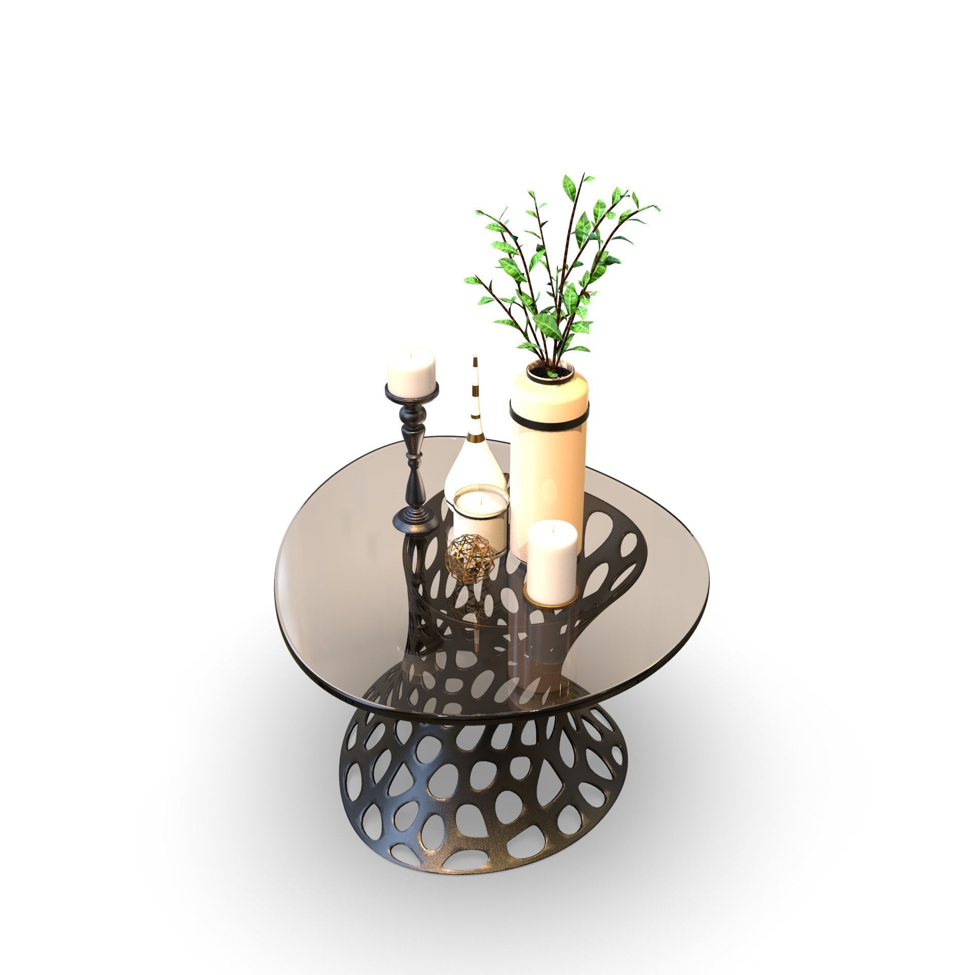 Modern Tramsparent glass coffee table 3D model_9