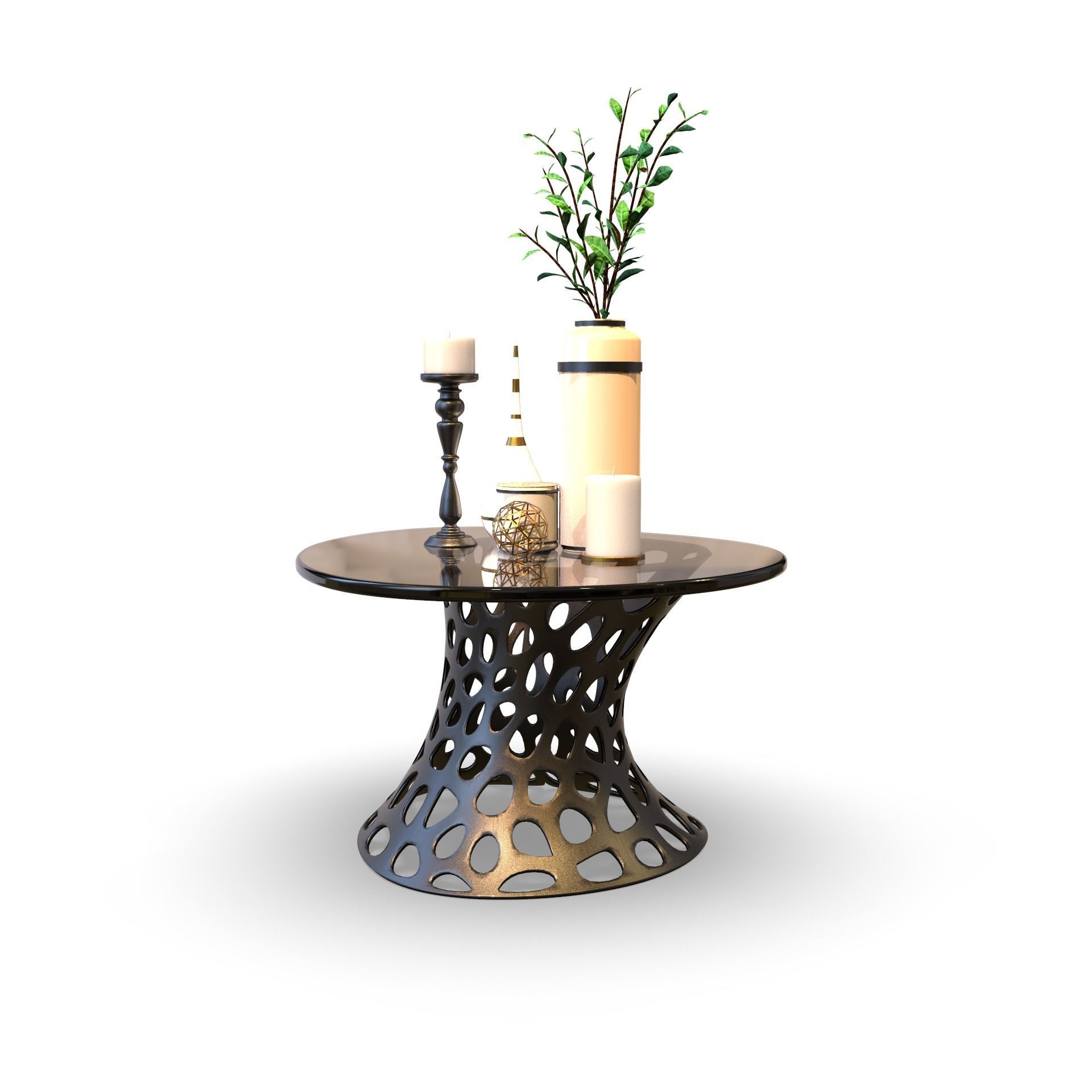 Modern Tramsparent glass coffee table 3D model_8