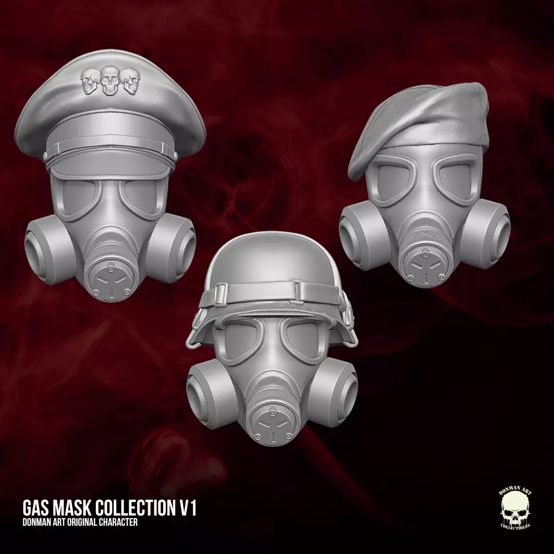 Gas Mask Collection 3D printable files for Action Figures 3D print model_0