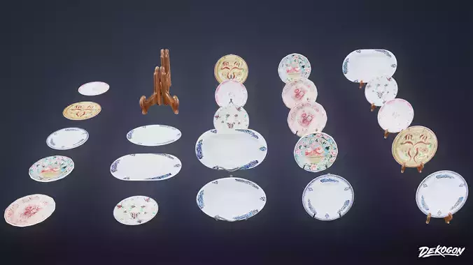 SUBURBS - Antique Plates 01 - LOW POLY AND NANITE