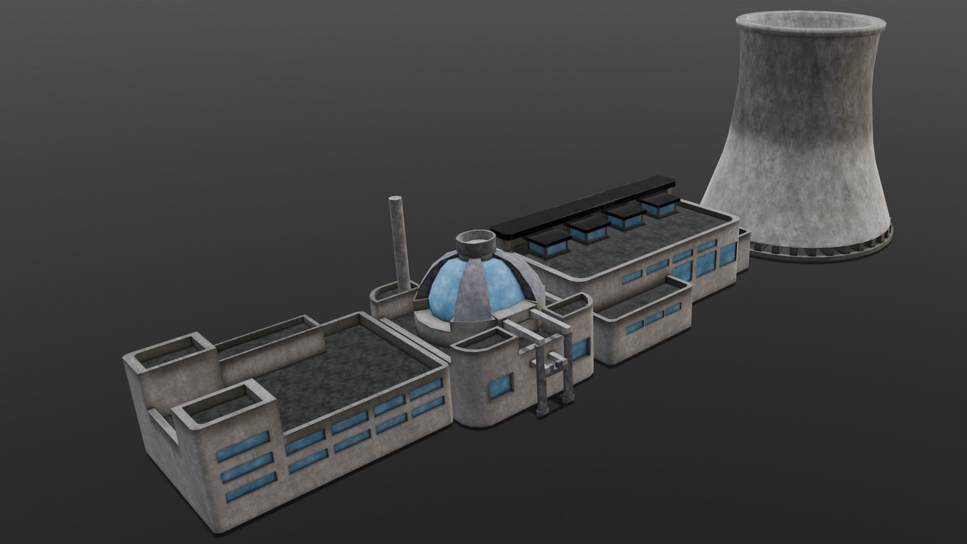 Industrial Factory 3D Model Low-poly 3D model_4