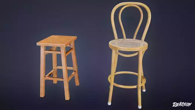 SUBURBS - Barstool Set 02 - LOW POLY AND NANITE Low-poly 3D model