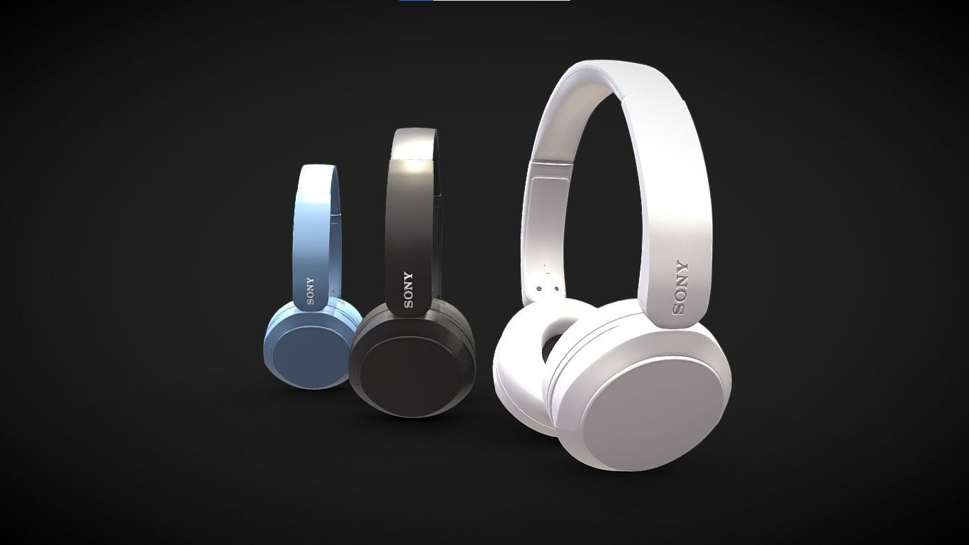 Bluetooth Headphone Sony WH CH52 Low-poly 3D model_3
