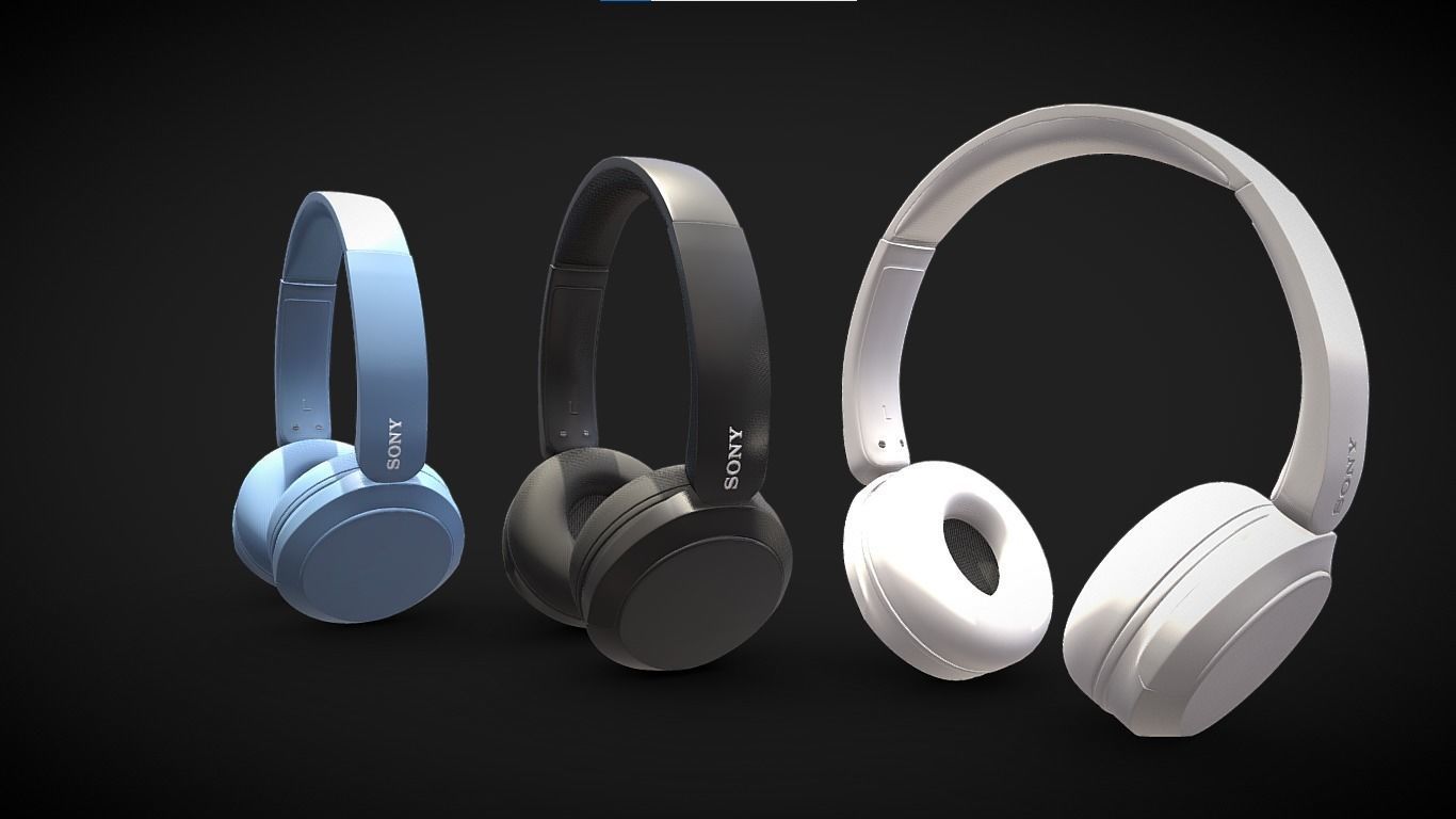 Bluetooth Headphone Sony WH CH52 Low-poly 3D model_4