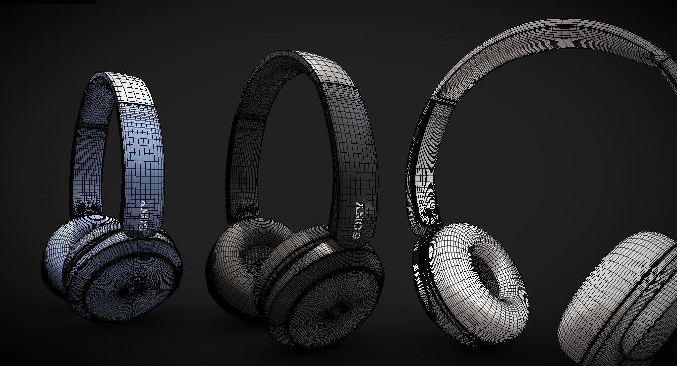 Bluetooth Headphone Sony WH CH52 Low-poly 3D model_9