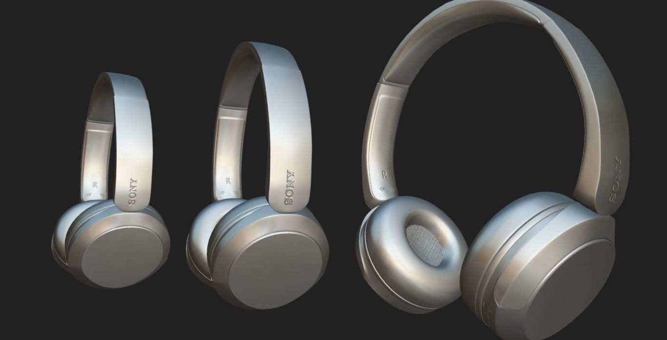 Bluetooth Headphone Sony WH CH52 Low-poly 3D model_12