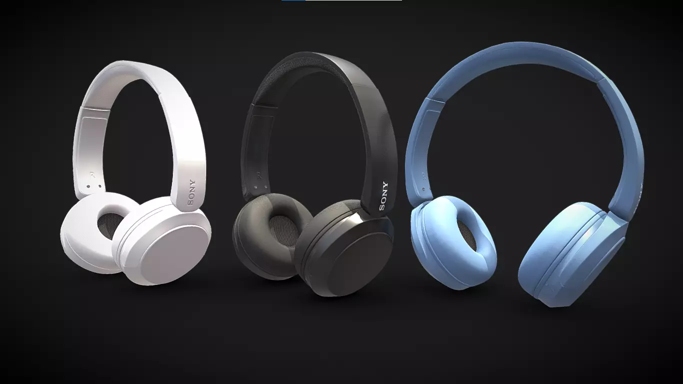 Bluetooth Headphone Sony WH CH52 Low-poly 3D model_0