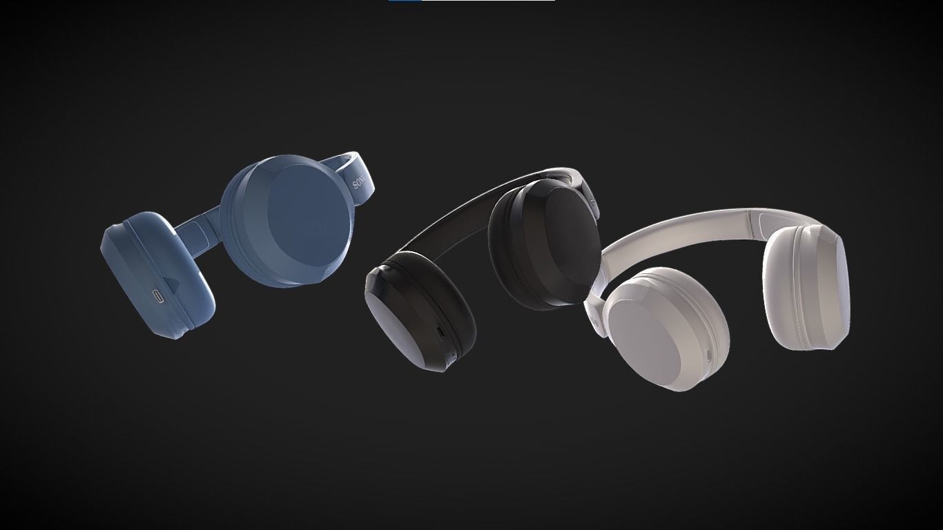 Bluetooth Headphone Sony WH CH52 Low-poly 3D model_5