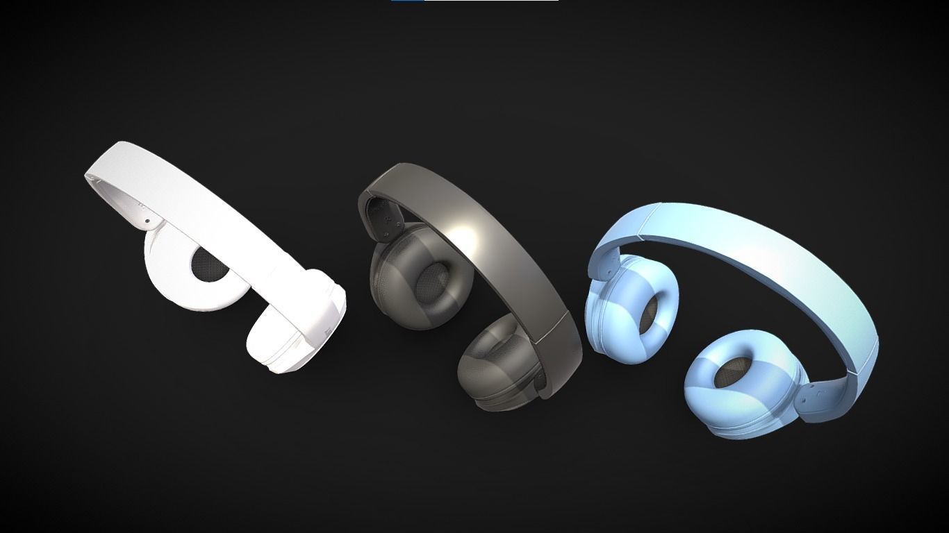 Bluetooth Headphone Sony WH CH52 Low-poly 3D model_1