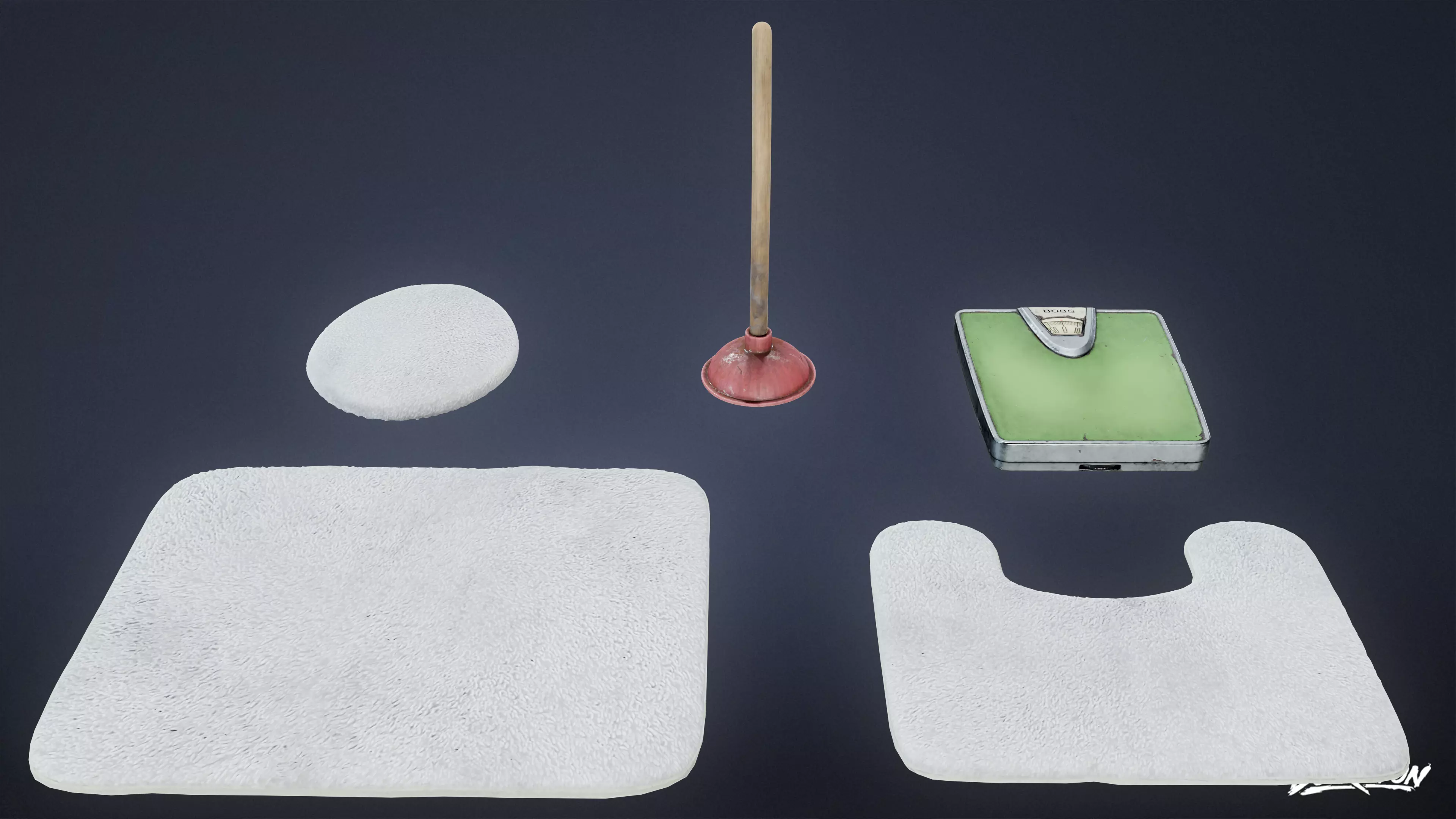 SUBURBS - Bathroom Set 11 - LOW POLY AND NANITE Low-poly 3D model