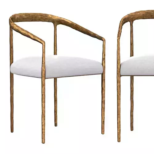 THADDEUS CURVED FABRIC DINING ARMCHAIR