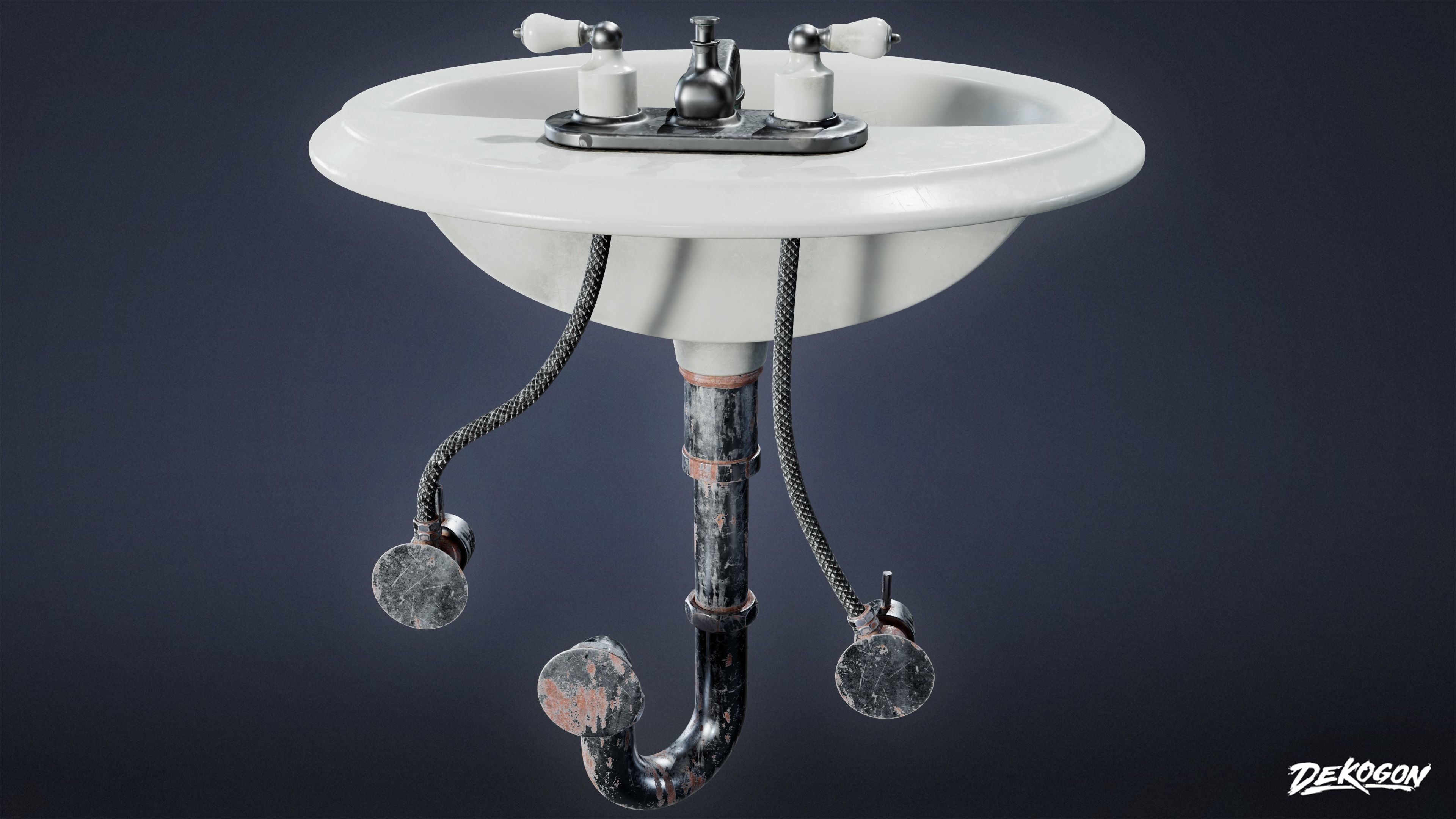 SUBURBS - Bathroom Sink 01 - LOW POLY AND NANITE Low-poly 3D model_3