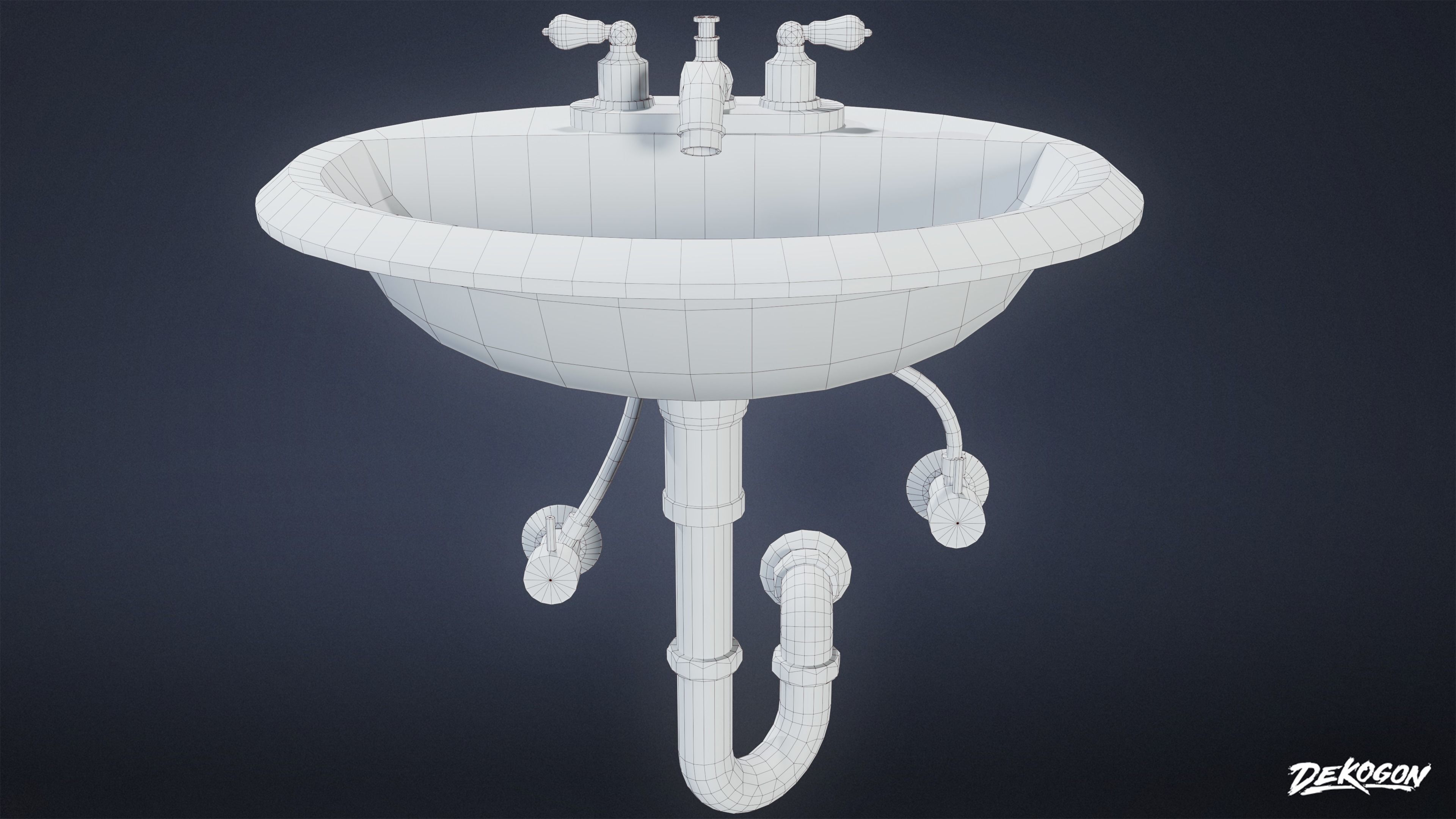 SUBURBS - Bathroom Sink 01 - LOW POLY AND NANITE Low-poly 3D model_9