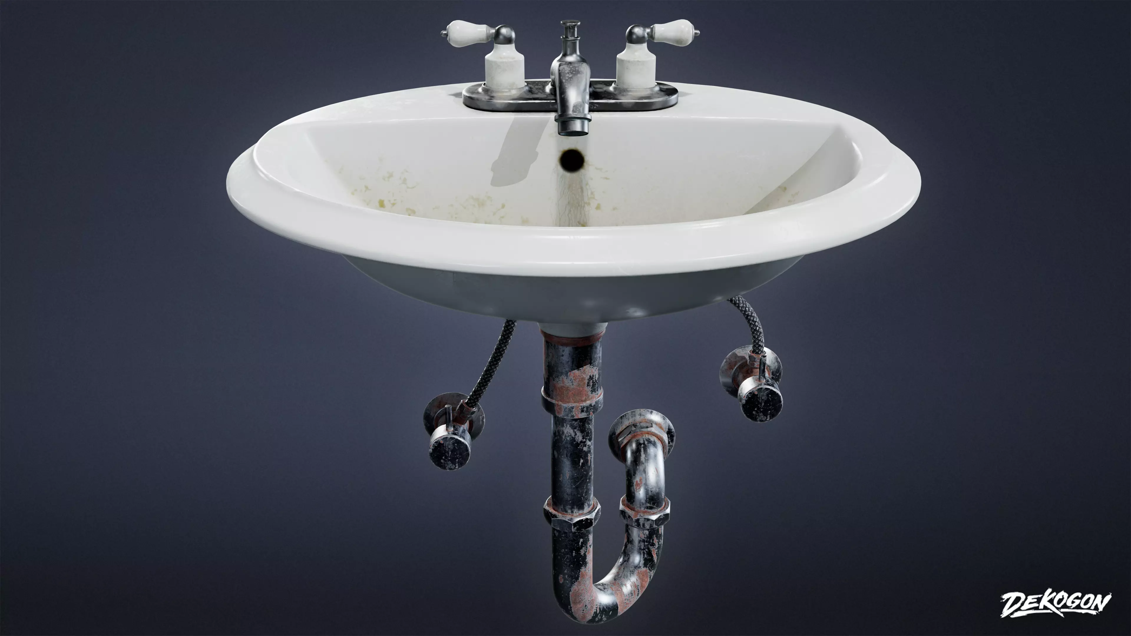 SUBURBS - Bathroom Sink 01 - LOW POLY AND NANITE Low-poly 3D model_0