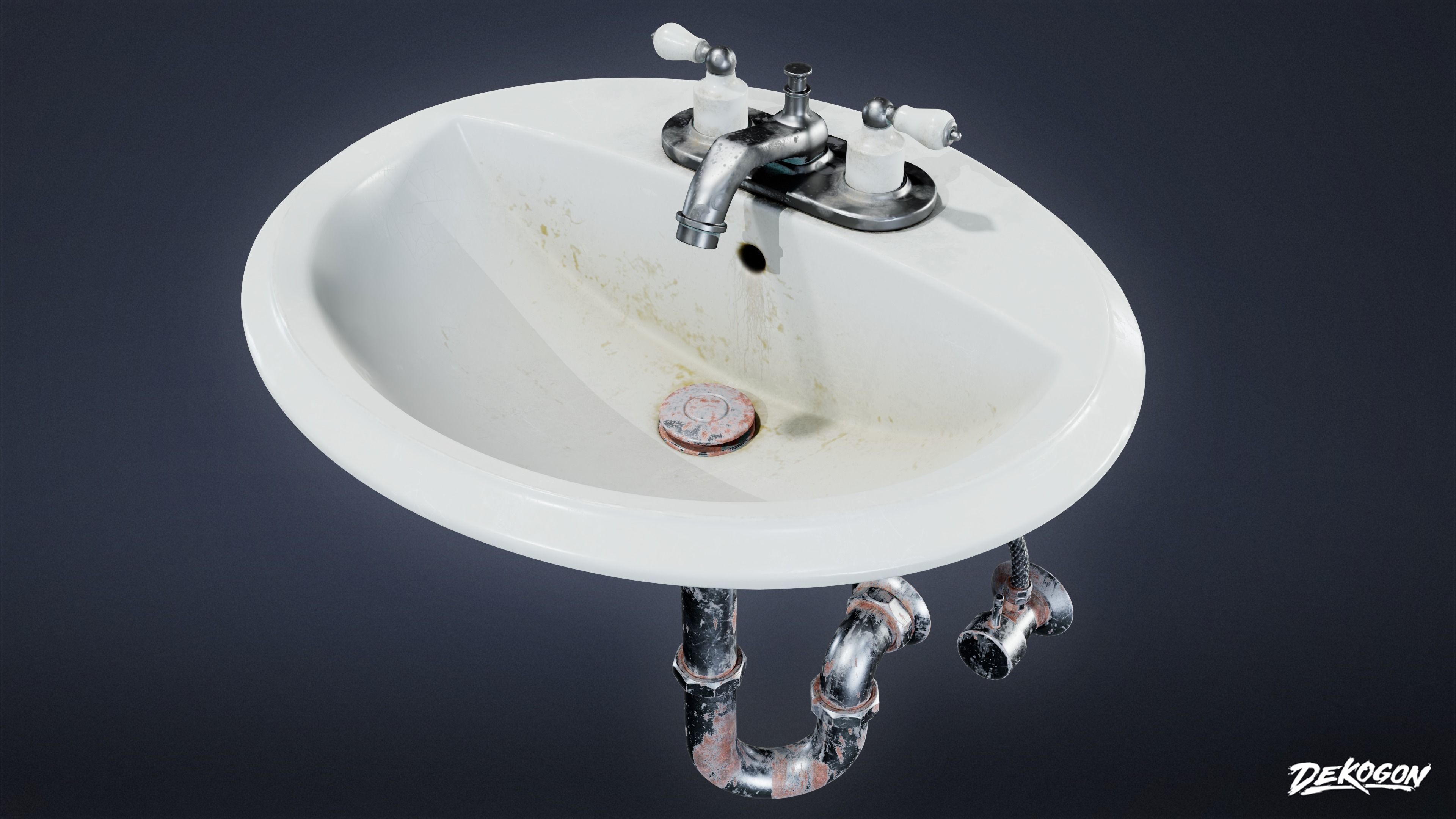 SUBURBS - Bathroom Sink 01 - LOW POLY AND NANITE Low-poly 3D model_4