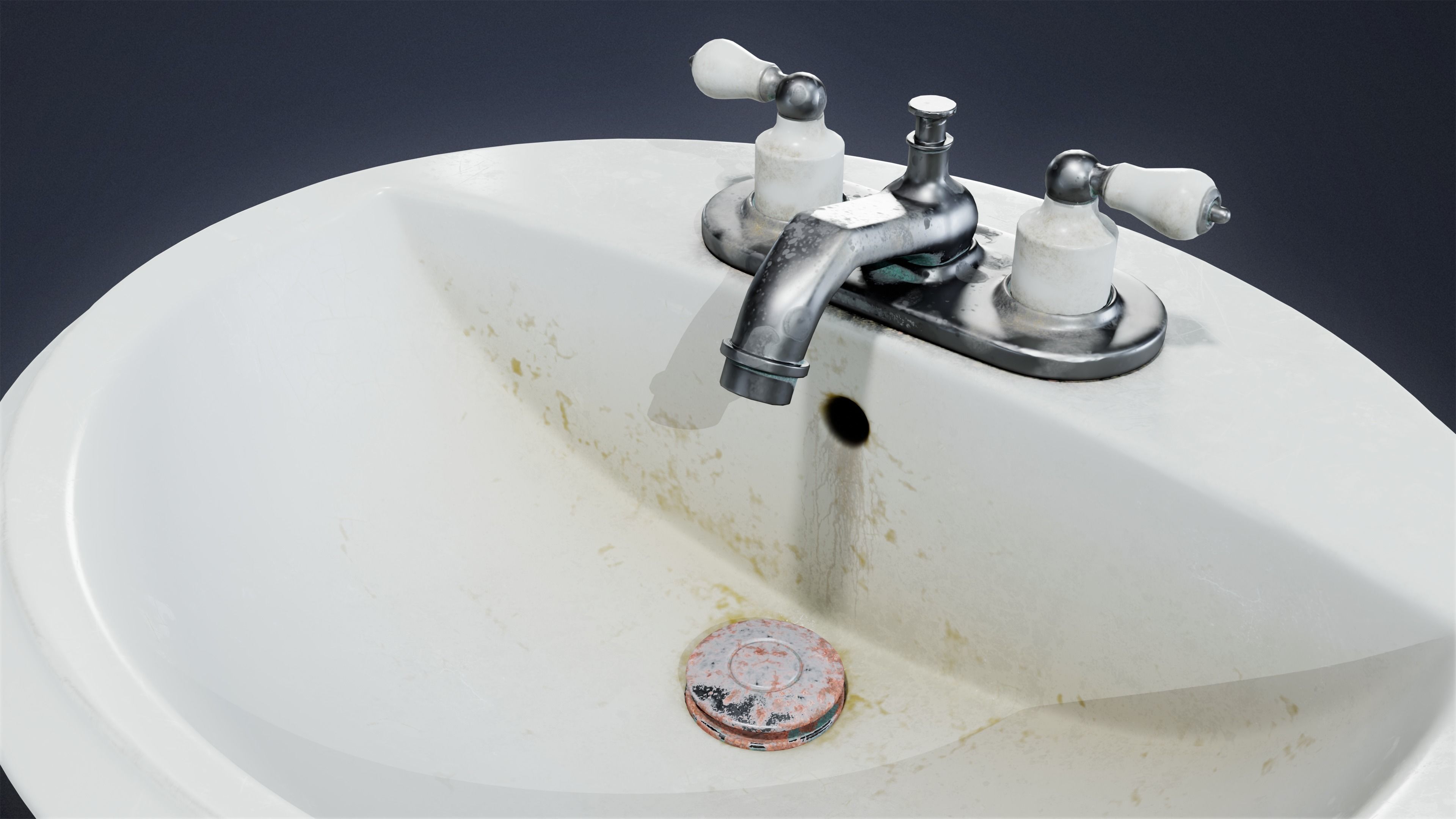 SUBURBS - Bathroom Sink 01 - LOW POLY AND NANITE Low-poly 3D model_7