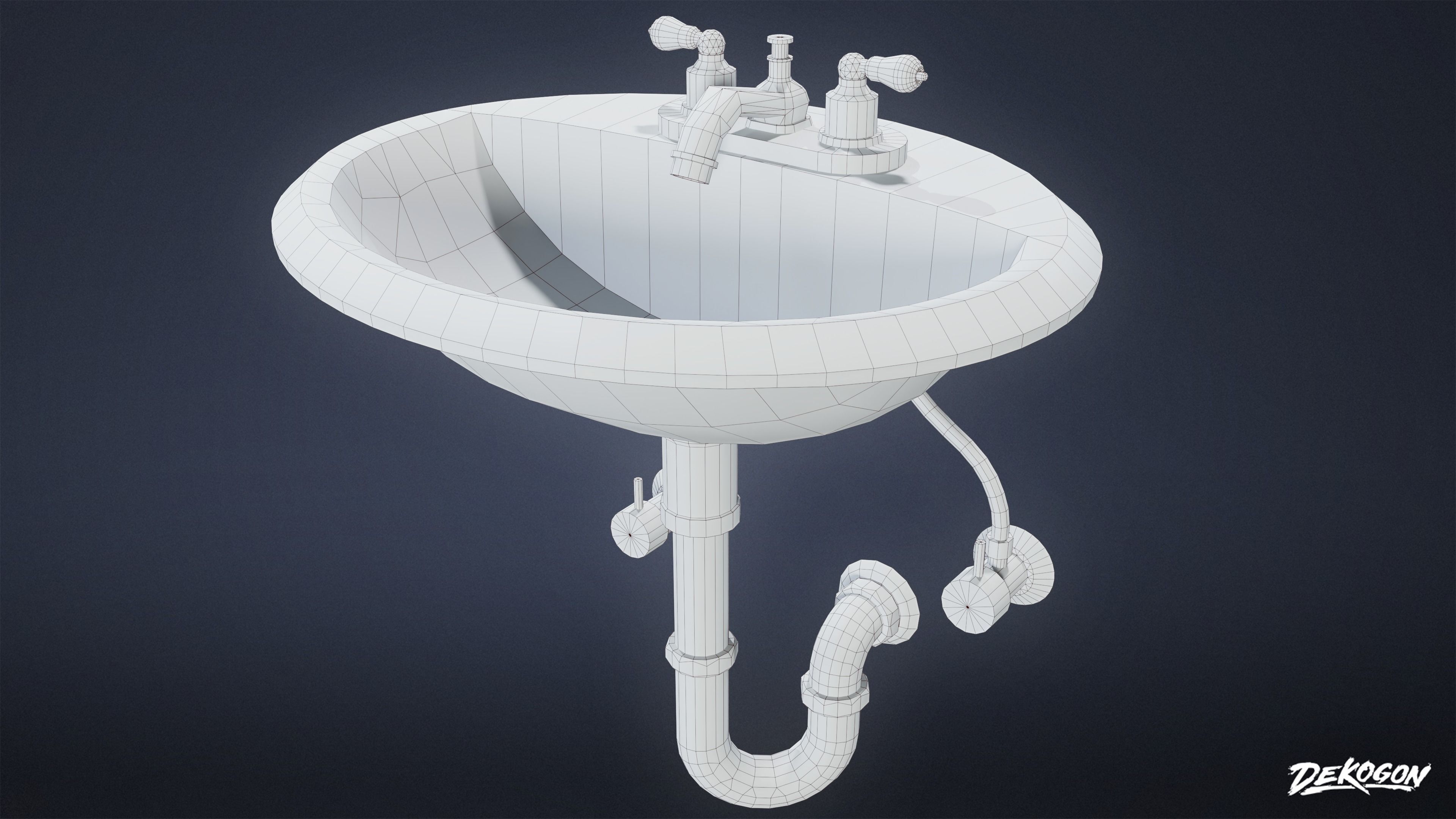 SUBURBS - Bathroom Sink 01 - LOW POLY AND NANITE Low-poly 3D model_8