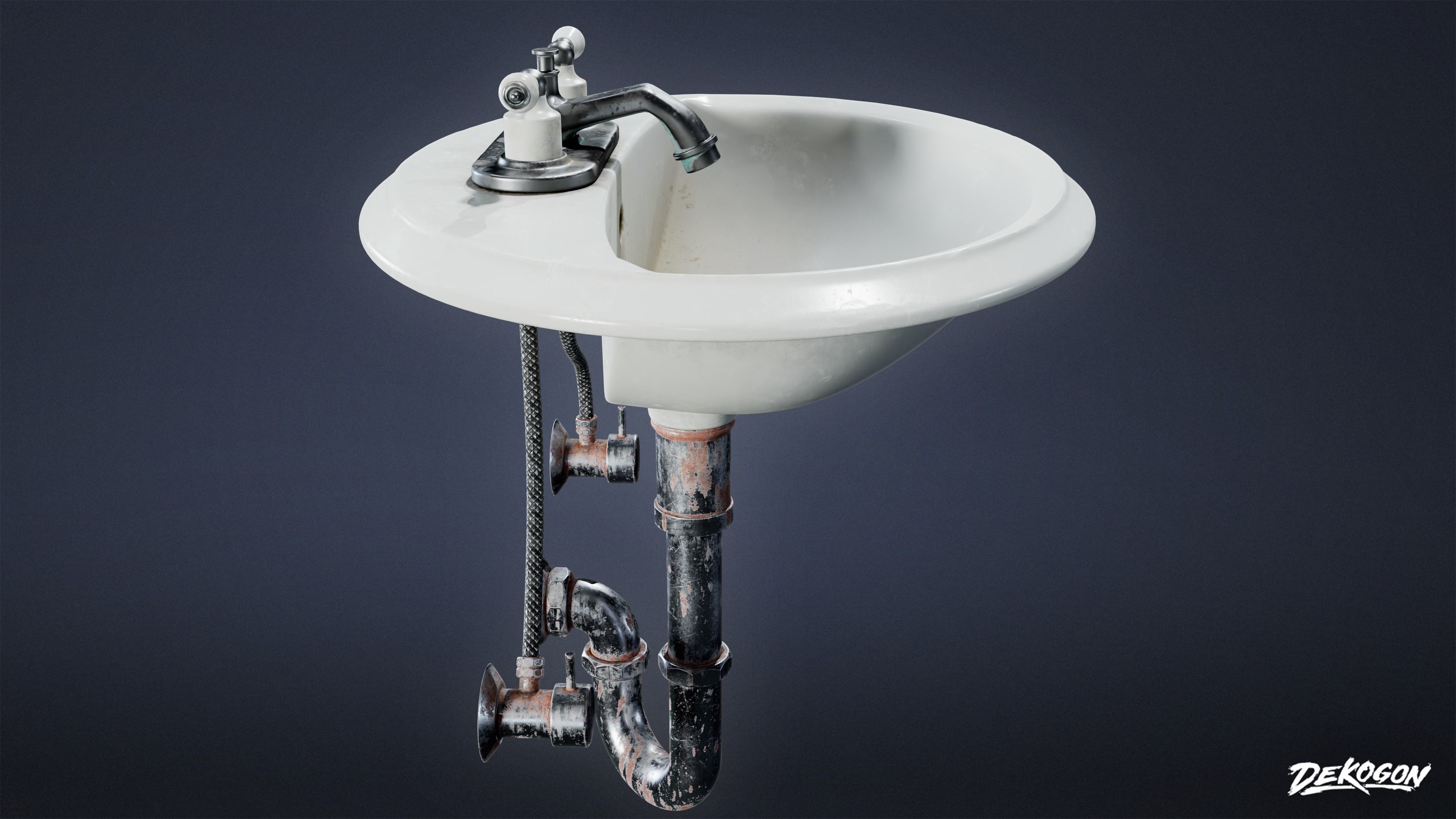 SUBURBS - Bathroom Sink 01 - LOW POLY AND NANITE Low-poly 3D model_2