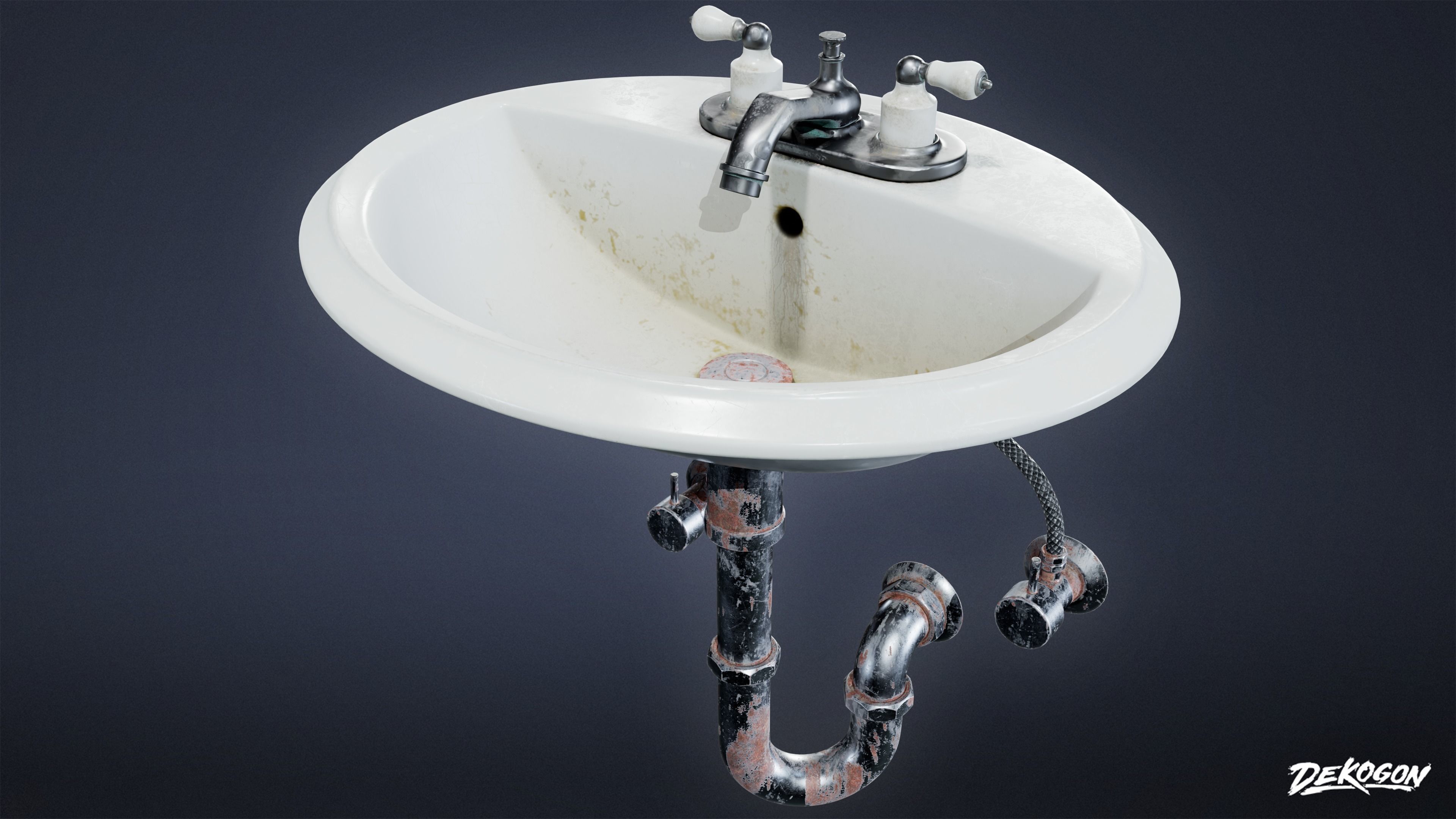 SUBURBS - Bathroom Sink 01 - LOW POLY AND NANITE Low-poly 3D model_1