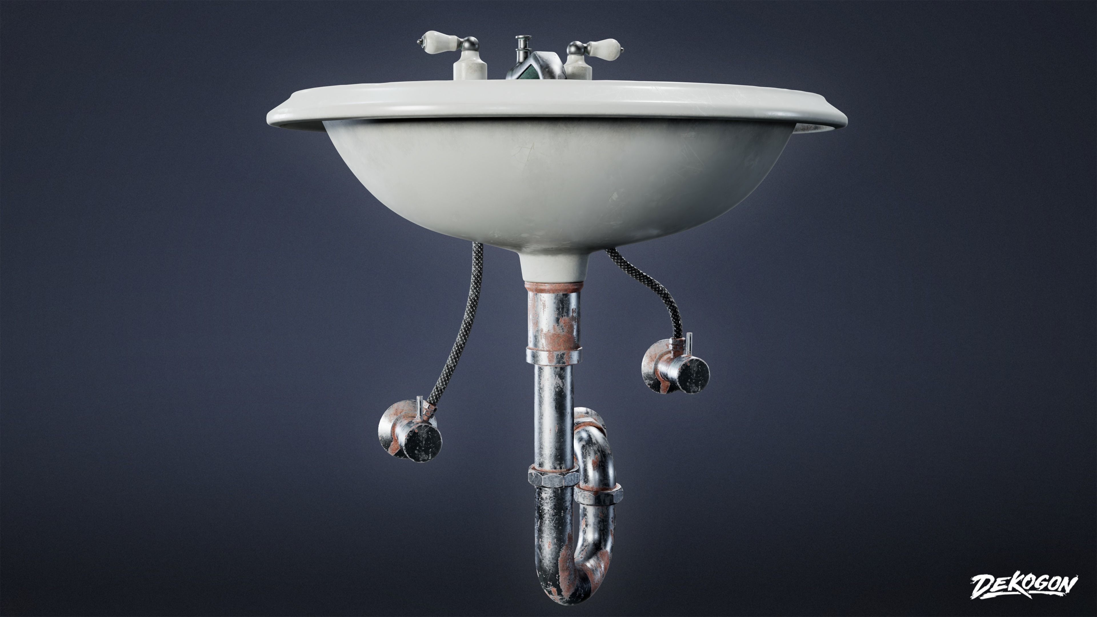 SUBURBS - Bathroom Sink 01 - LOW POLY AND NANITE Low-poly 3D model_5