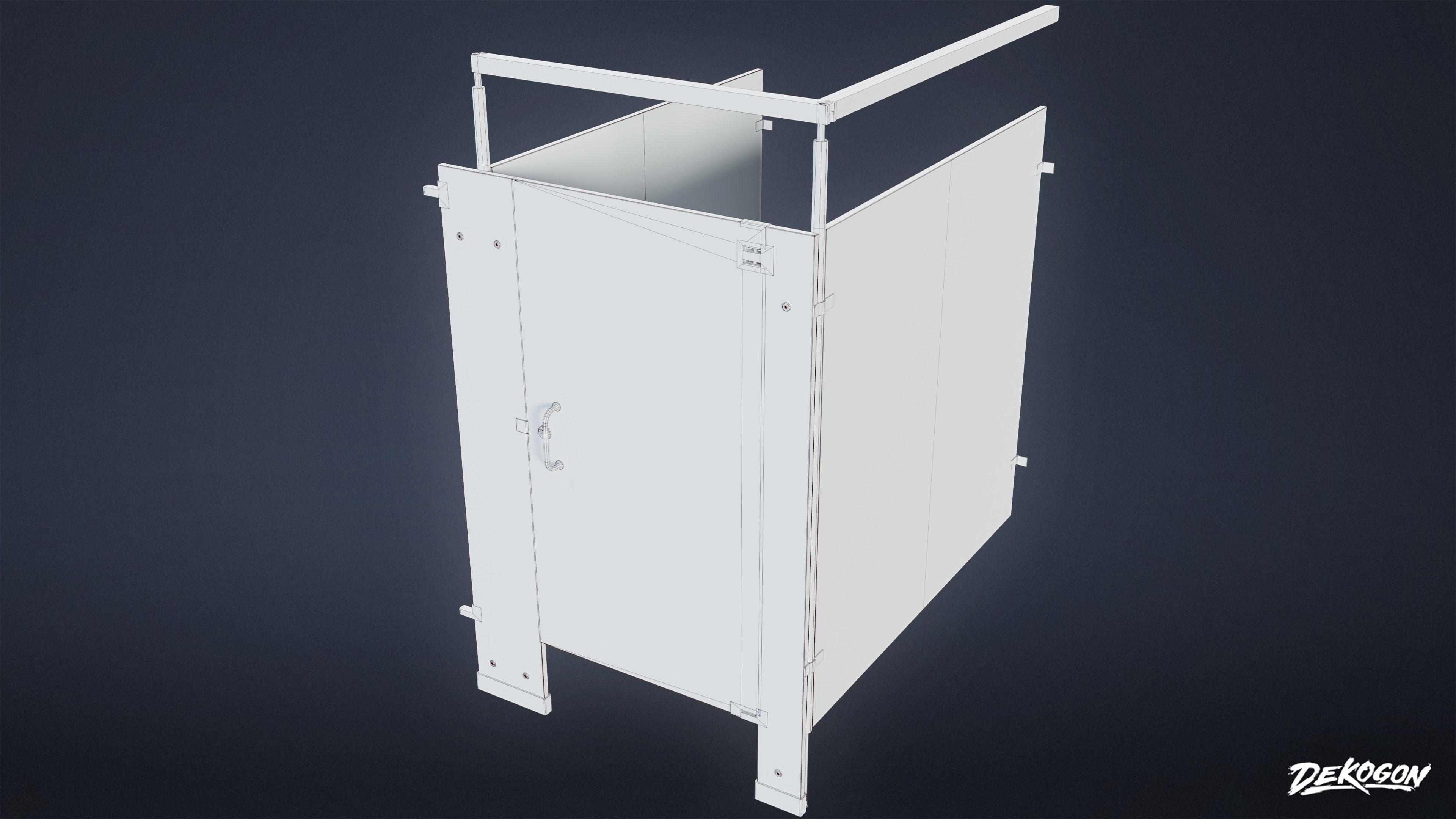 SUBURBS - Bathroom Stall Set 01 - LOW POLY AND NANITE Low-poly 3D model_7