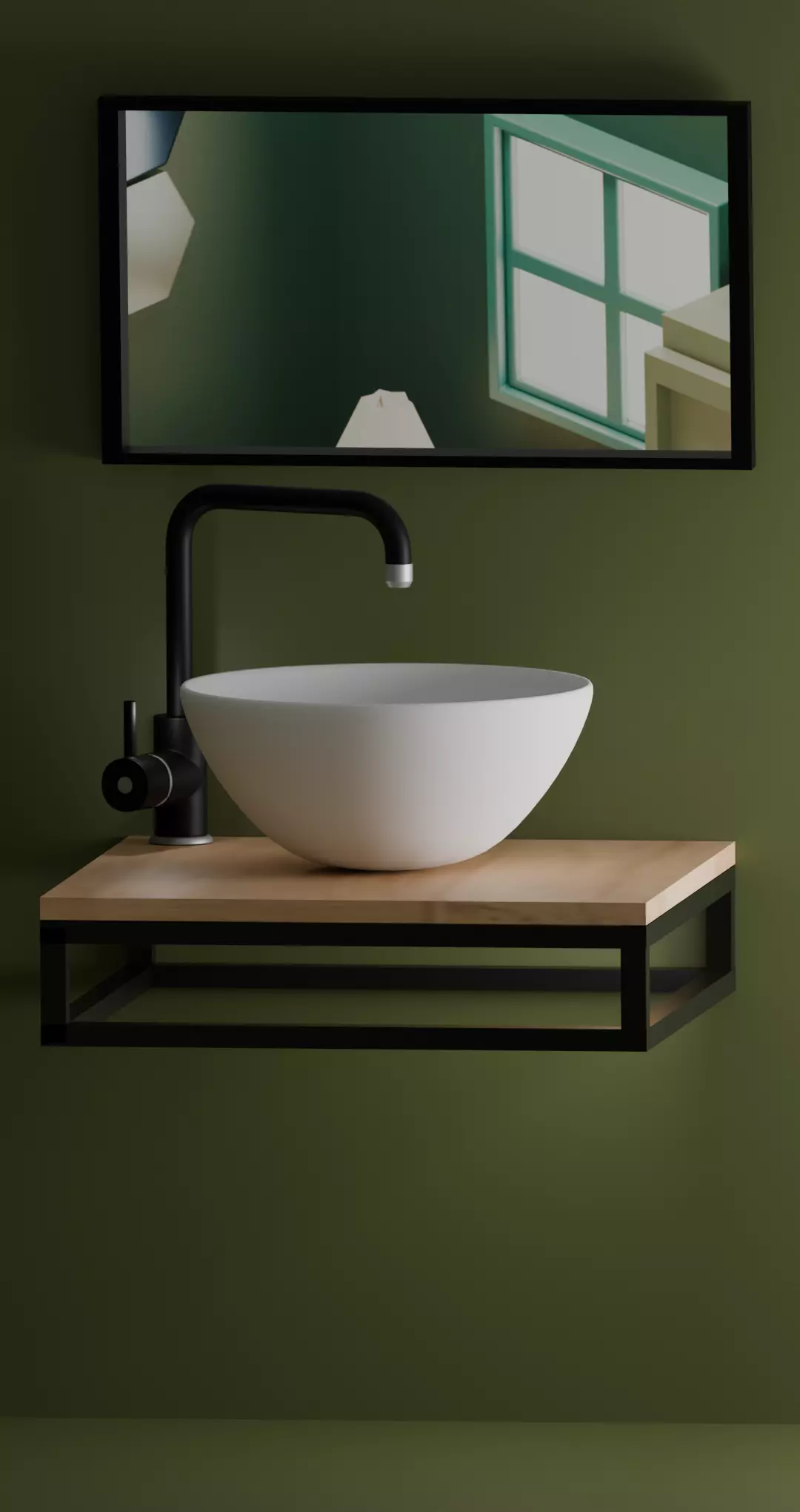 Modern basin design with Faucet  3D model_0