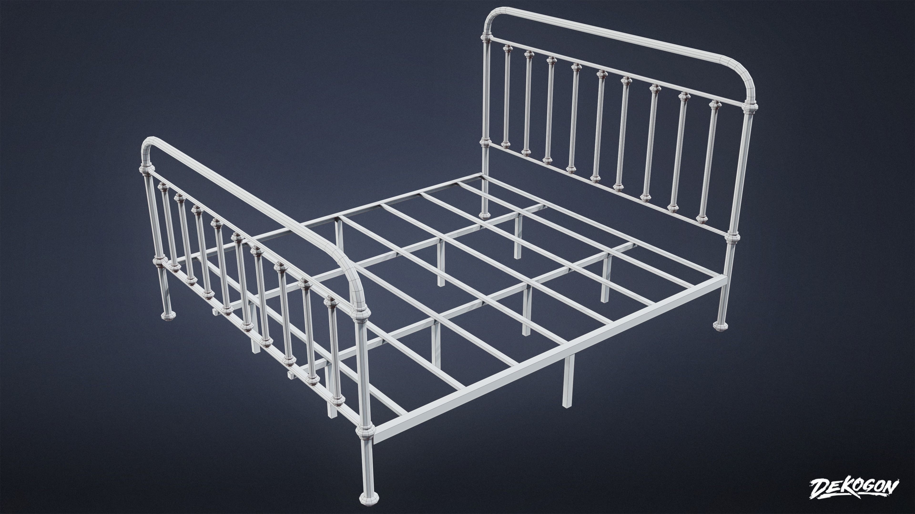 SUBURBS - Bed Frame 01 - LOW POLY AND NANITE Low-poly 3D model_7
