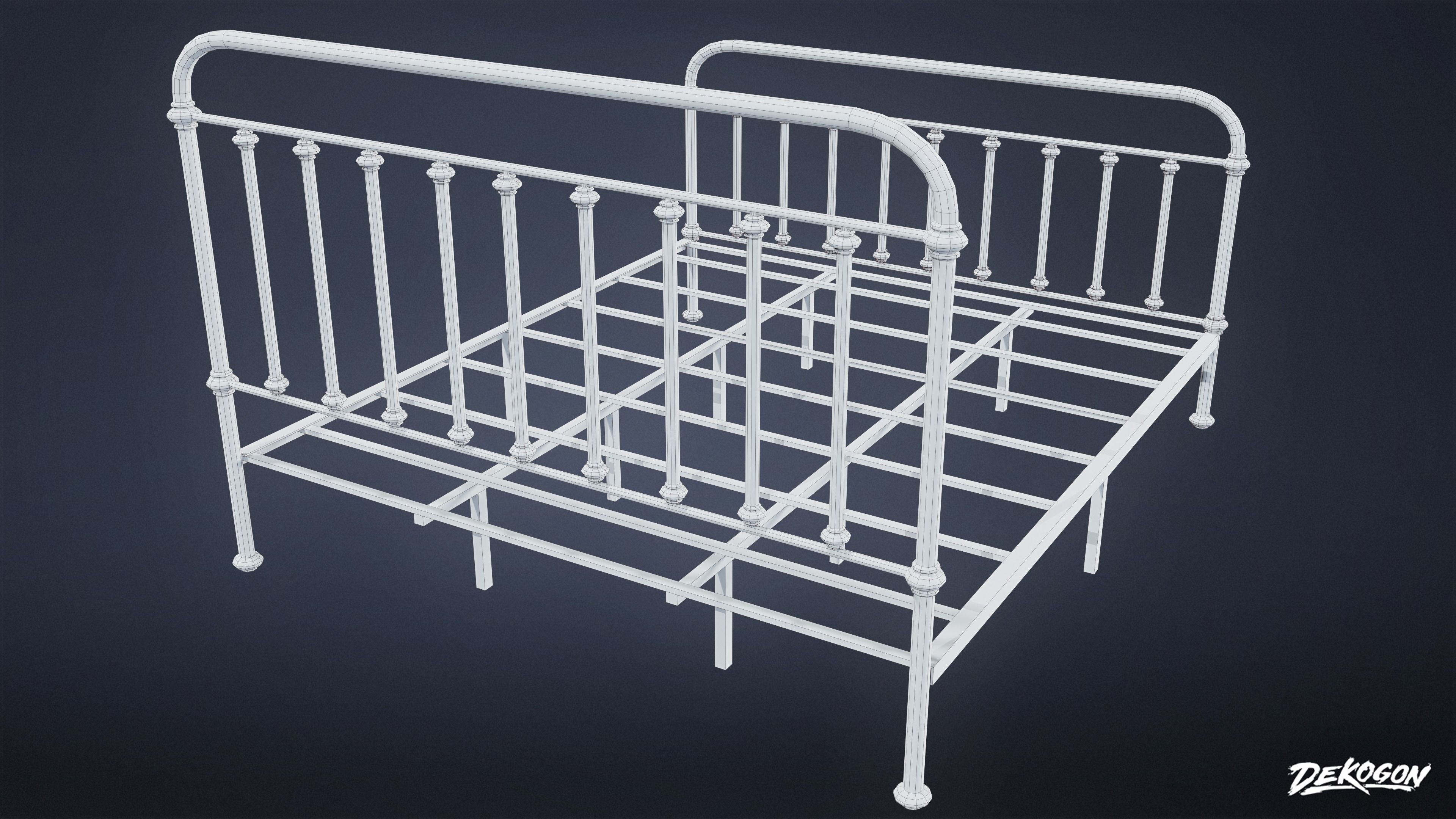 SUBURBS - Bed Frame 01 - LOW POLY AND NANITE Low-poly 3D model_8