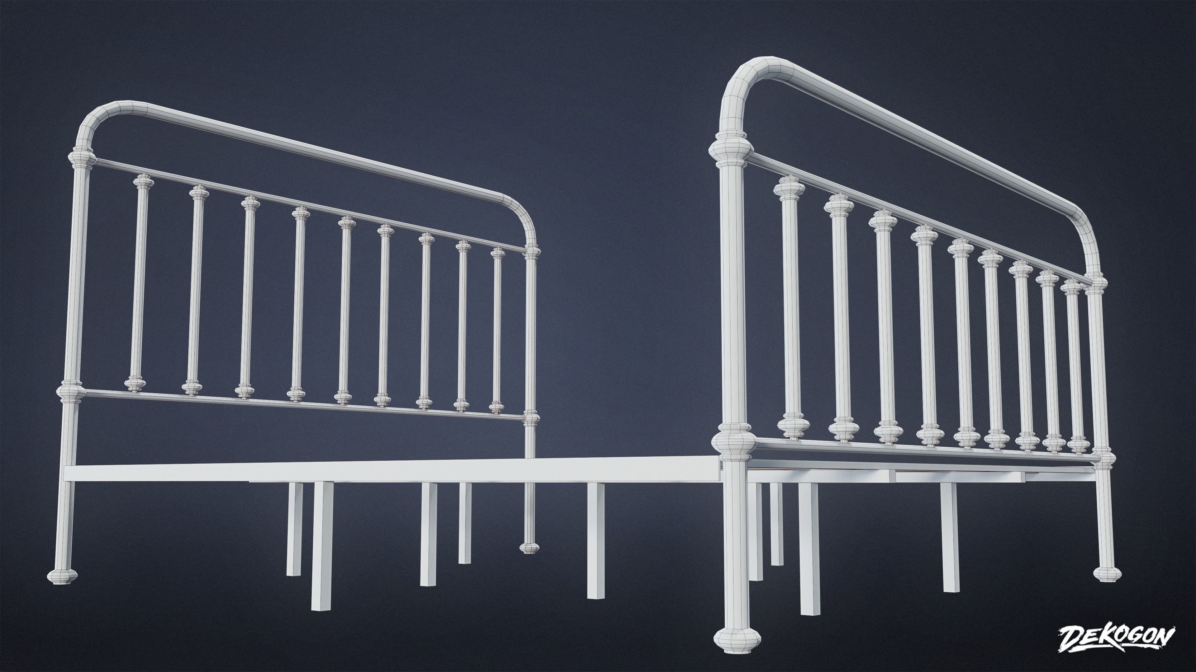 SUBURBS - Bed Frame 01 - LOW POLY AND NANITE Low-poly 3D model_6