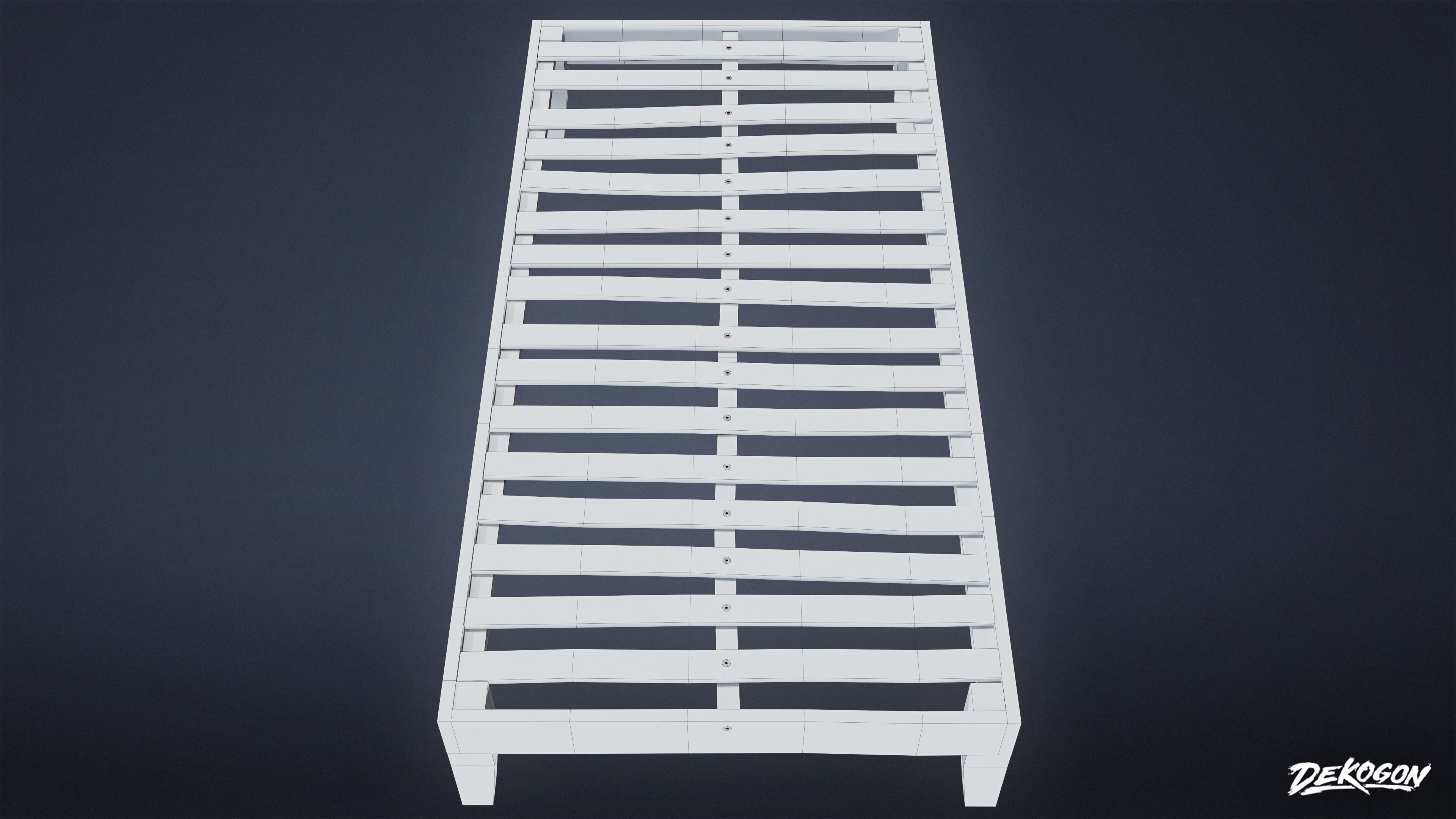 SUBURBS - Bed Frame 05 - LOW POLY AND NANITE Low-poly 3D model_8